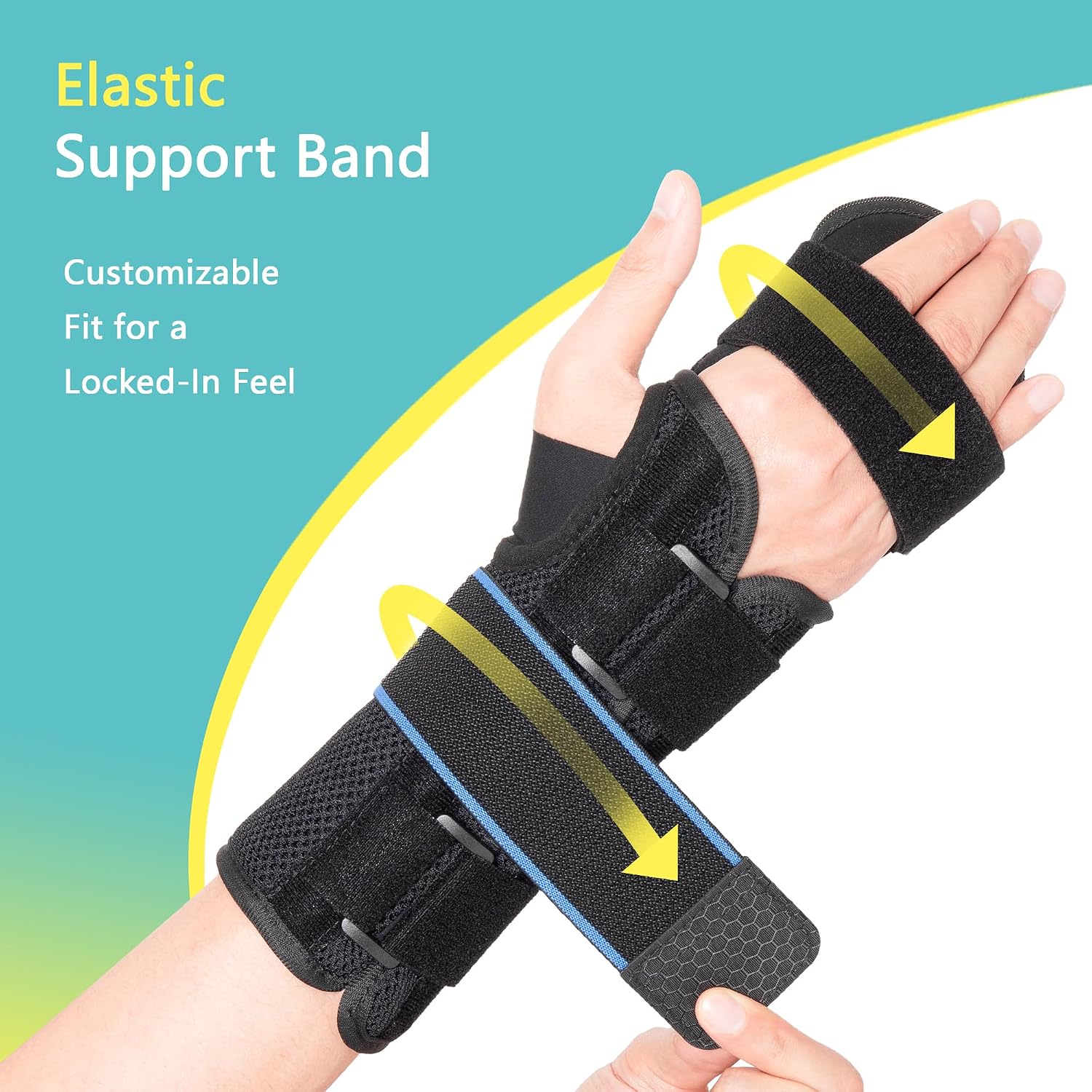 Resting Hand Splint, Stroke Hand Wrist Brace for Carpal Tunnel Night Support, Pain Relief for Stroke Recovery, Flexion Contractures, Arthritis, Tendonitis, Right Hand, Black, L