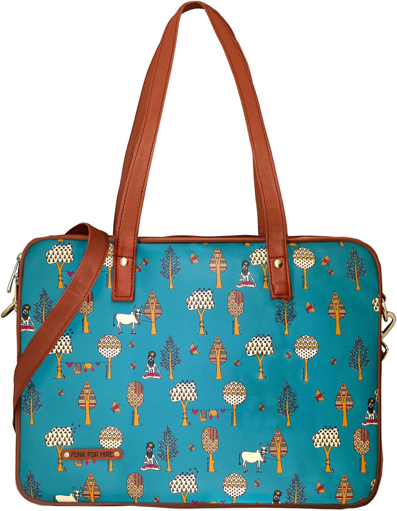 Funk For Hire Women Printed Vegan 15.6 inch Leather Laptop Handbag