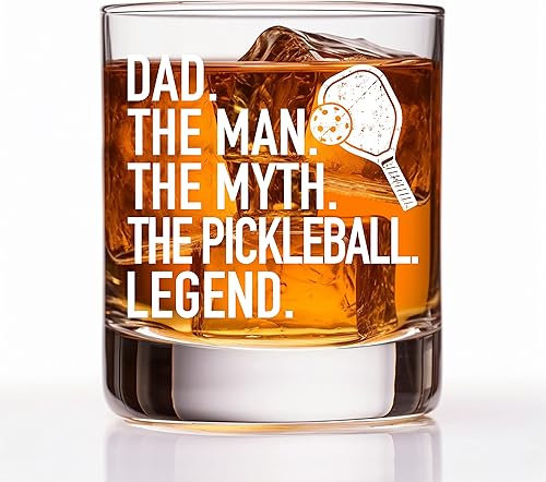 RZHV Dad The Man The Myyth The Pickleball Legend - Vaso de whisky a la antigua, divertido regalo de aniversario del día del padre para hombres,
