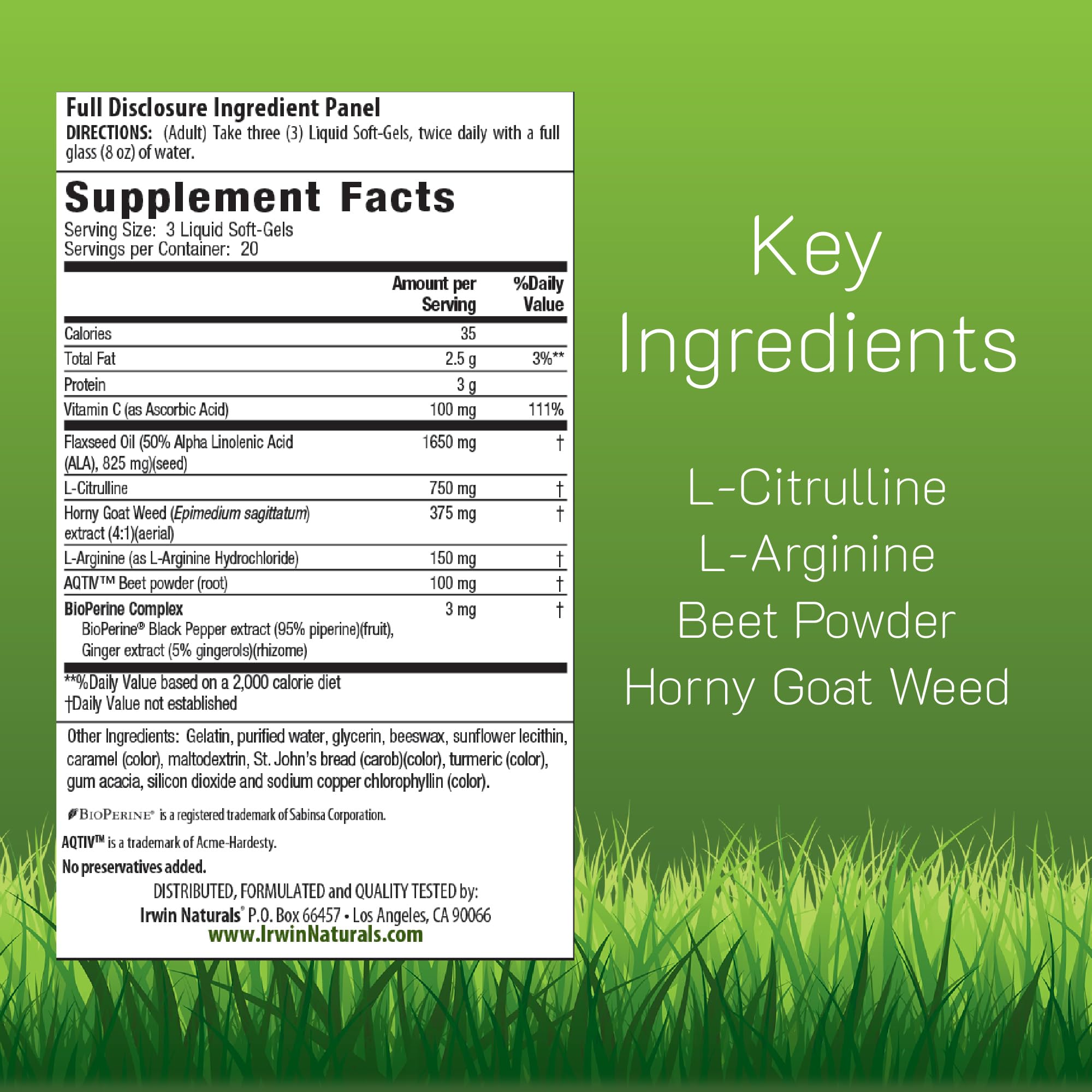 Irwin Naturals L-Citrulline + L-Arginine Nitric Oxide Support — Amazon image 2