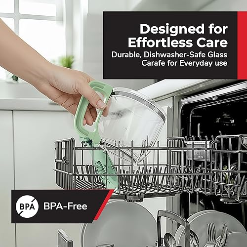 Miniatura 6 de MUELLER HOME Cafetera verde de goteo de 12 tazas, jarra de borosilicato, apagado automático, filtro reutilizable, antigoteo, función de mantener el