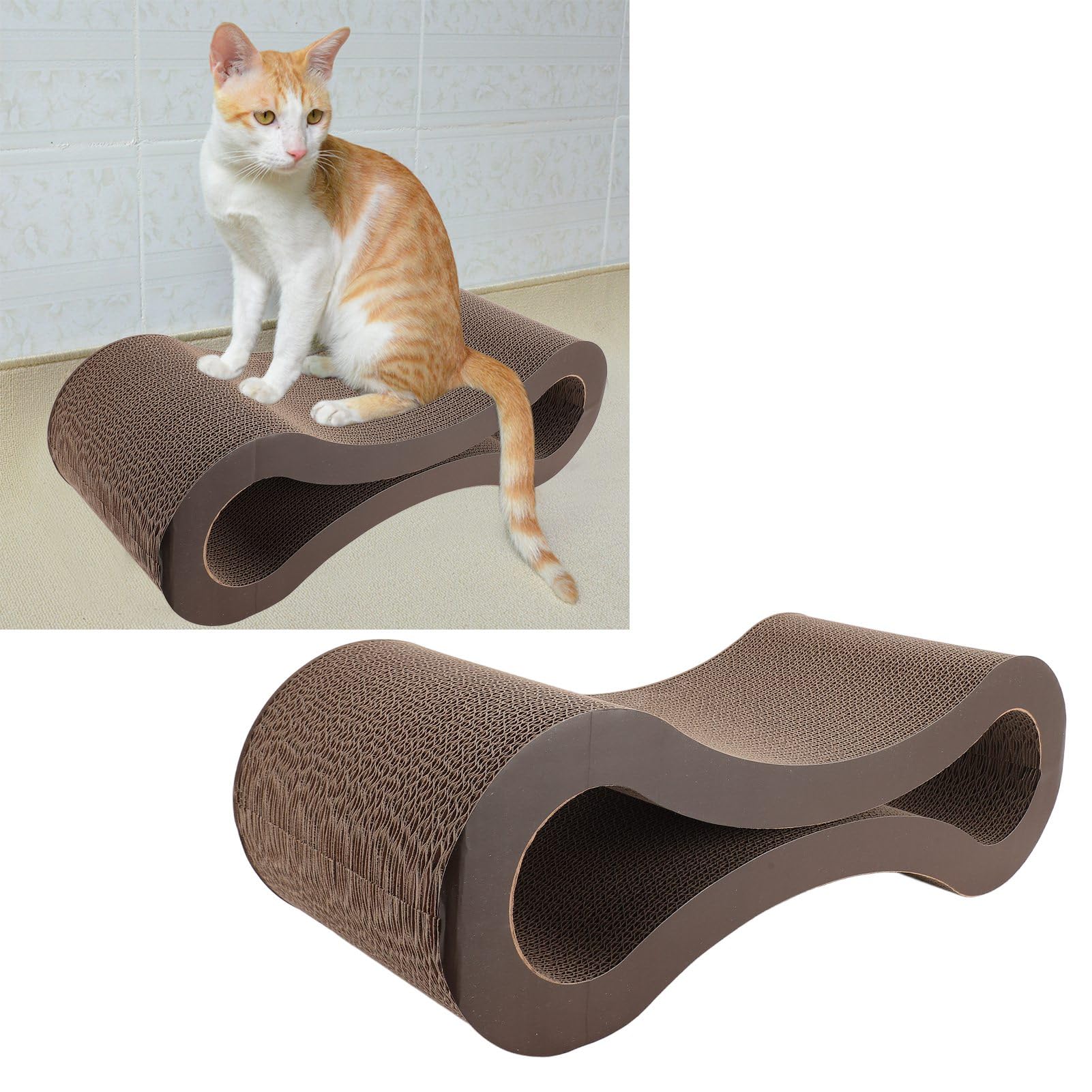 Tnfeeon Tiragraffi per Gatti Lounge, Tiragraffi in Cartone Ondulato con Design Reversibile per Gatti da Interno, Protezione per Mobili Spessa 1,5 Pollici, Forma Ergonomica Offre un Rilassamento