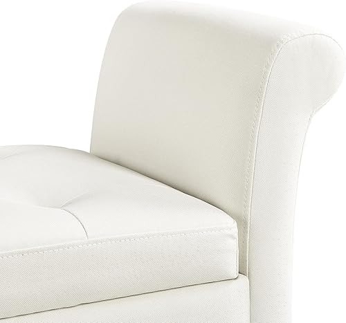 Miniatura 44 de Topeakmart Otomana moderna de almacenamiento con brazos enrollados, color negro, tela de lino, capacidad de 300 libras Negro -,Marrón