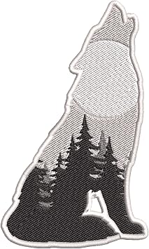 Wolf Forest Embroidered Premium Patch DIY Iron-on or Sew-on Decorative Badge Emblem Vacation Souvenir Travel Gear Clothes Appliques National Park Wildlife Explore Nature