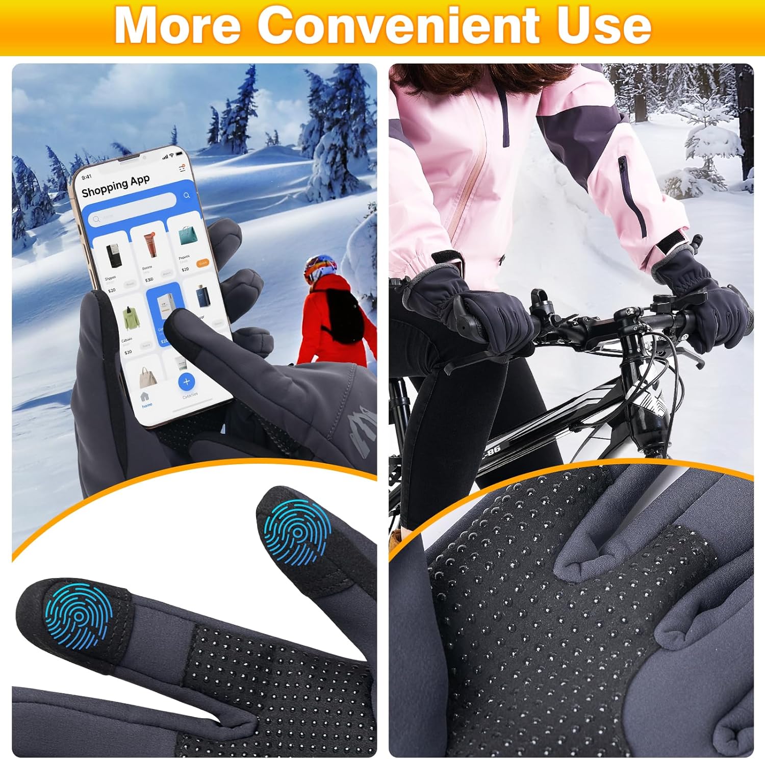 Moon Kitty Women’s Winter Running Gloves Windproof Thermal with Touchscreen Fingers Cold Weather Gloves for Women - Image 3