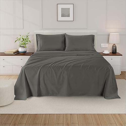 The Bishop Cotton Juego de sábanas, 100% algodón egipcio, tamaño King, 800 hilos, extra suave, juego de 4 piezas con bolsillo profundo de 16