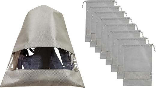ANIZER 8 PCS 11.8"x17.3" Non-Woven Dustproof Drawstring Bag Travel Shoe Bags Dust Cover Pouch Bag Storage with Visual Wind...