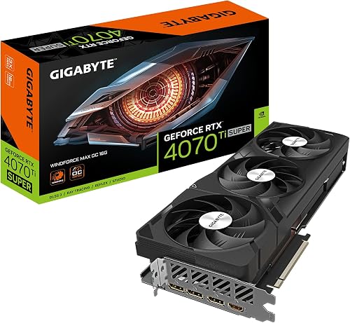 Gigabyte GeForce RTX 4070 Ti SUPER WINDFORCE MAX OC Graphics Card - 16GB GDDR6X, 256bit, PCI-E 4.0, 2655MHz Core Clock, 3 x DisplayPort 1.4a, 1 x HDMI 2.1a, NVIDIA DLSS 3, GV-N407TSWF3MAX OC-16GD - 1