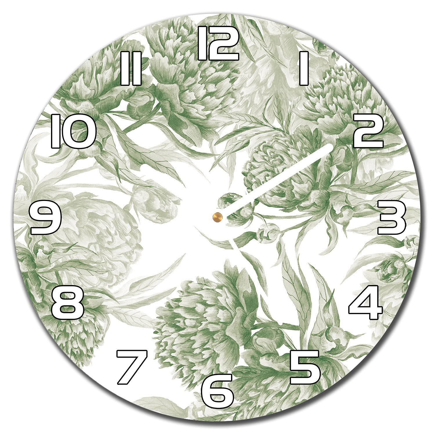 Horloge Murale Peonies pour Décoration Fleurie de Salon et Cuisine