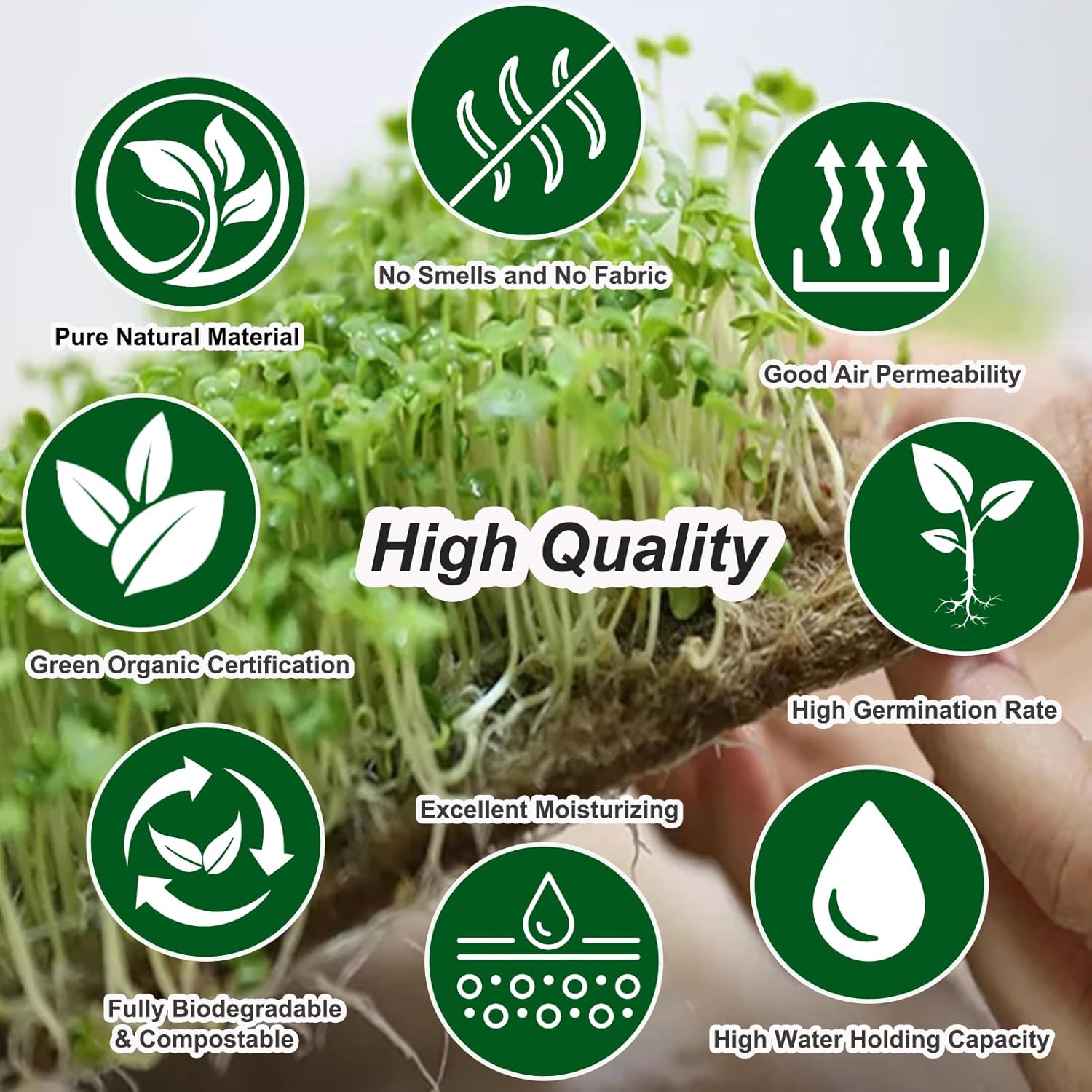 64PCS Microgreens Kit, 5" X 5" Hydroponic Sprouting Pads Microgreen Grow Mat Indoor Organic Production for Microgreen Starter Tray Wheatgrass Sprouts