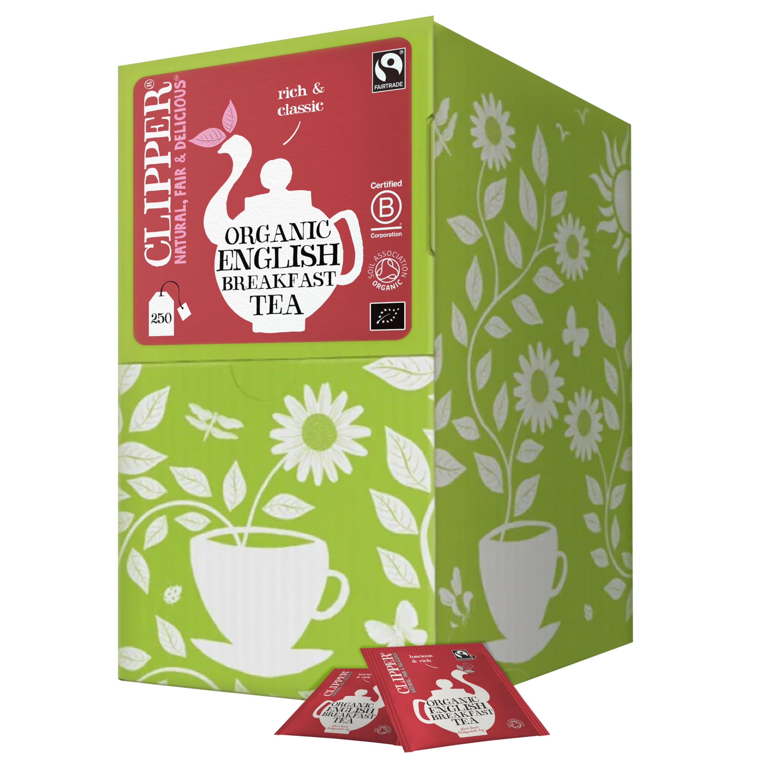 Clipper TeaEnglish Breakfast Assam Blend, Fairtrade, Organic, Plant-Based, Caffeinated British Tea, 250 Tea BagsFairtrade InternationalFairtrade InternationalFairtrade InternationalFairtrade International