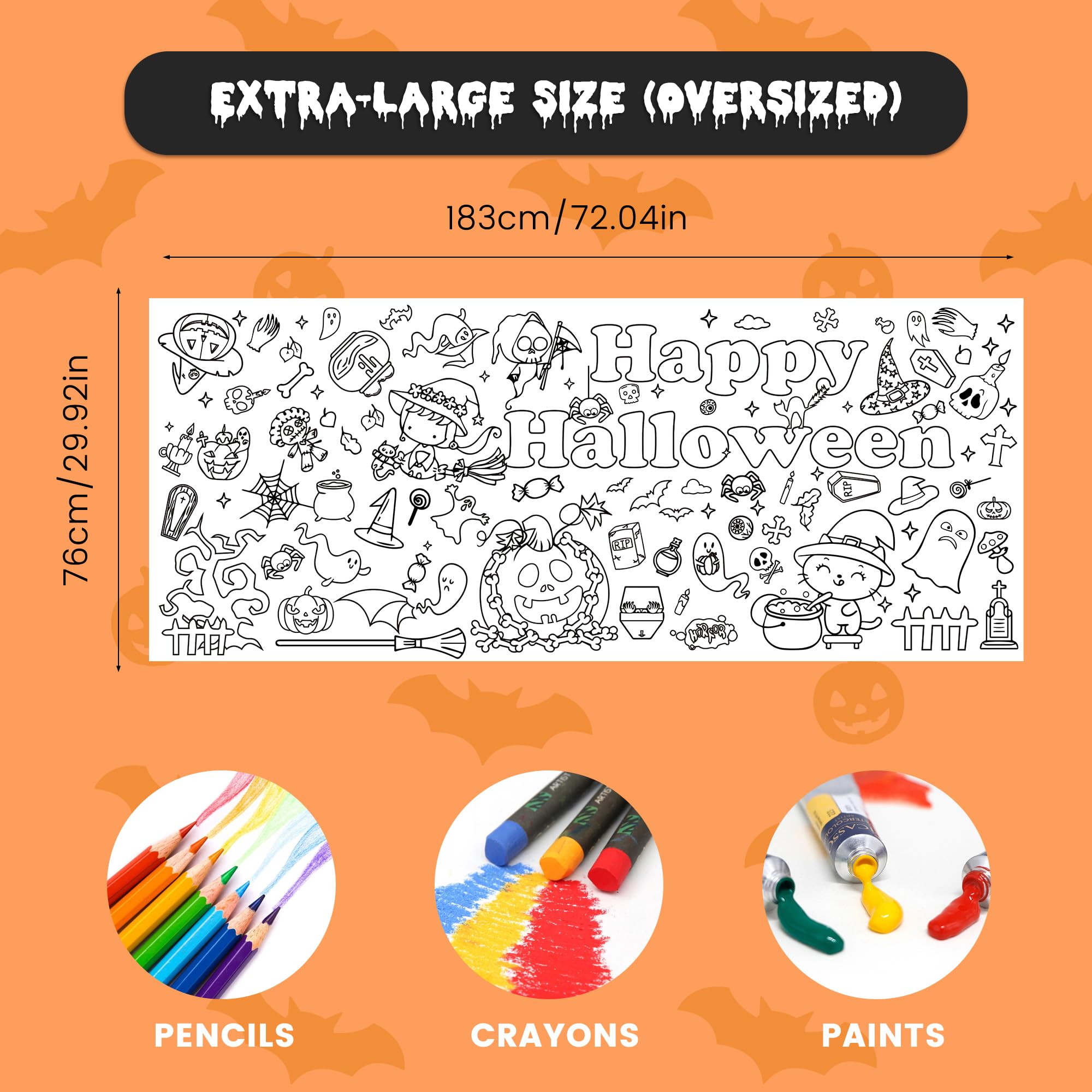 Crafts Halloween Children, Colouring Tablecloth Christmas (183 x 79 cm) - Image 2