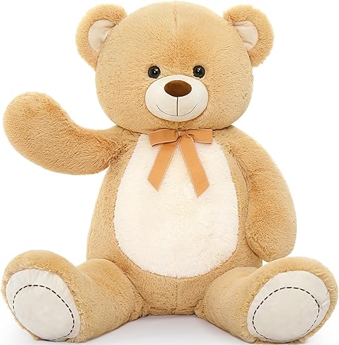 Miniatura 2 de Tezituor Oso de peluche gigante de 4.3 pies, animales de peluche grandes de 52 pulgadas con vientre blanco, regalo de San Valentín para novias