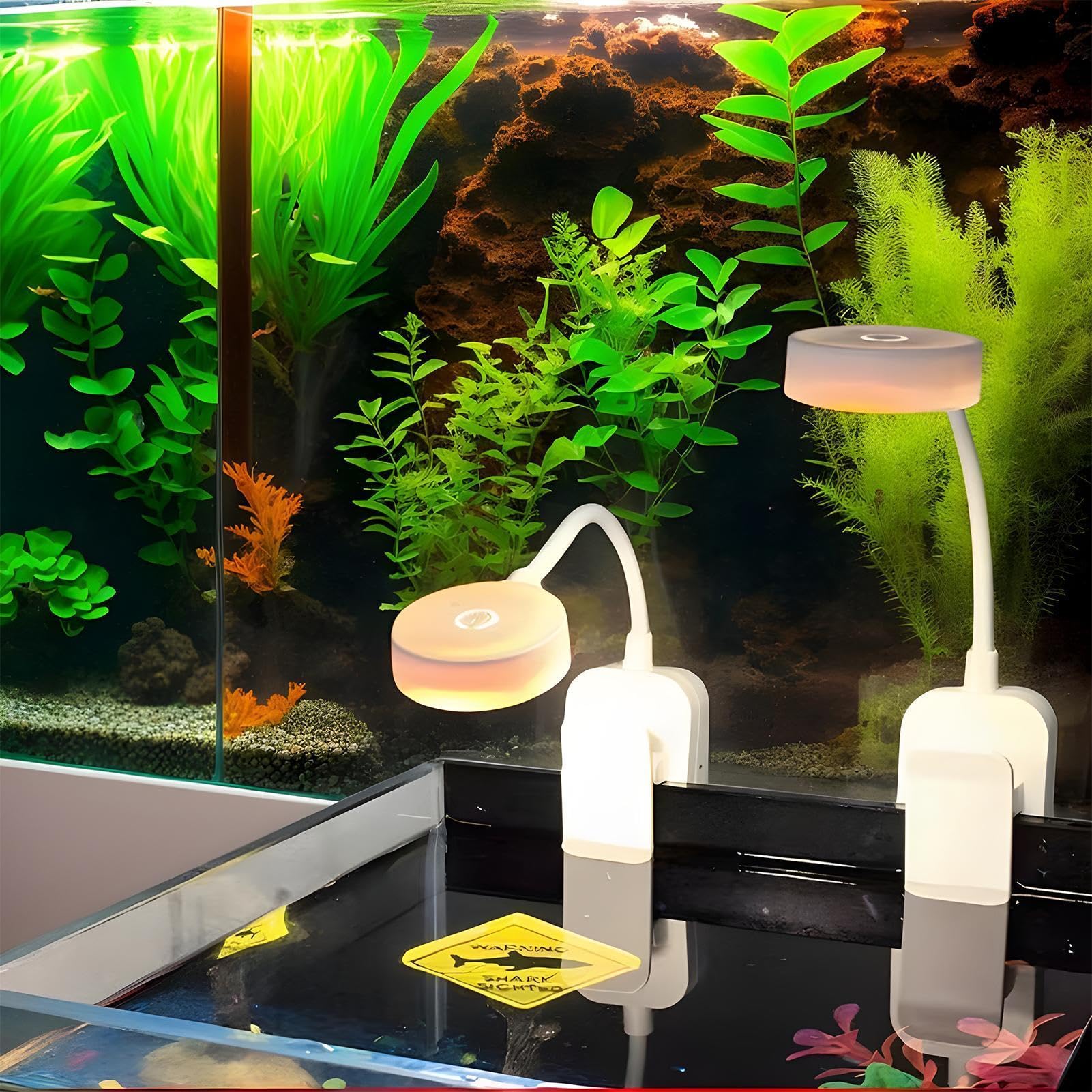 Luce Acquario, Mini Lampada Acquatica Clipser A Variabile Intensità 3,6x5,9 Cm | Attrezzature Di Illuminazione Portatile Di Temperatura Di Tre Colori Di Abs 60g, Lampada Ambientale Senza Fili