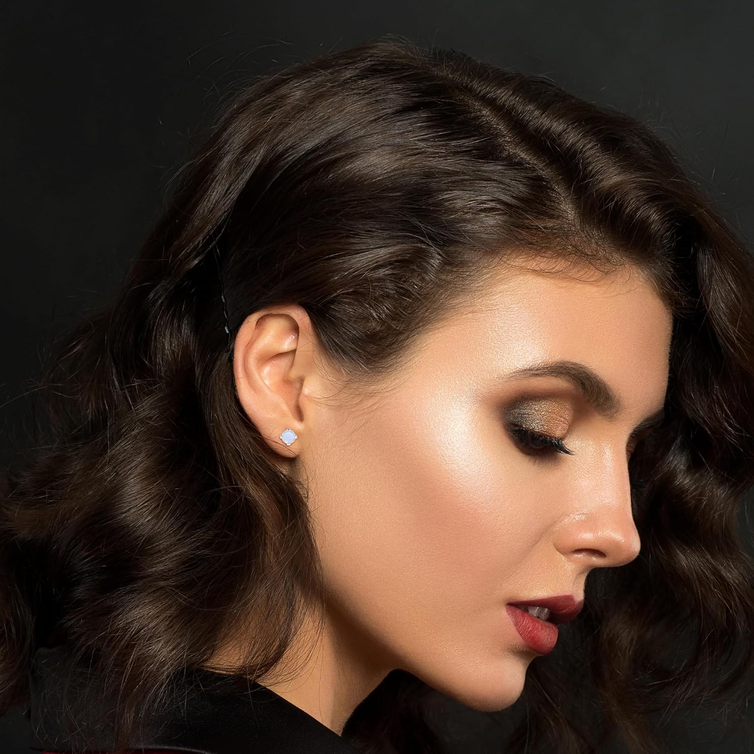 3mm Round Natural Rainbow Moonstone Stud Earrings for Women in Sterling Silver, June Birthstone Jewelry Gifts for Her Birthday, Anniversary, Graduation, Christmas (Prong-Set)