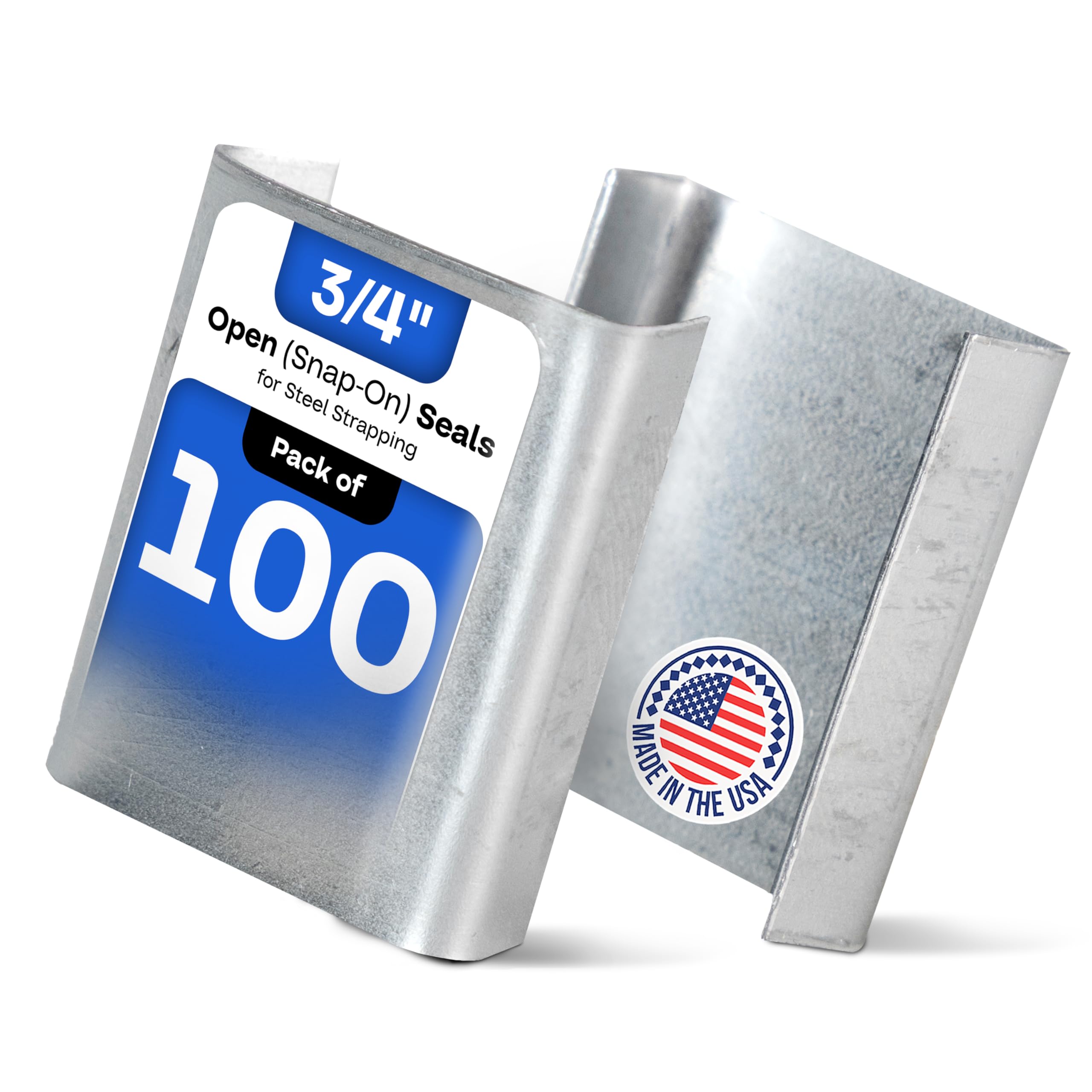 IDL Packaging 3/4" Open (Snap-On) Seals for Steel Strapping, Pack of 100