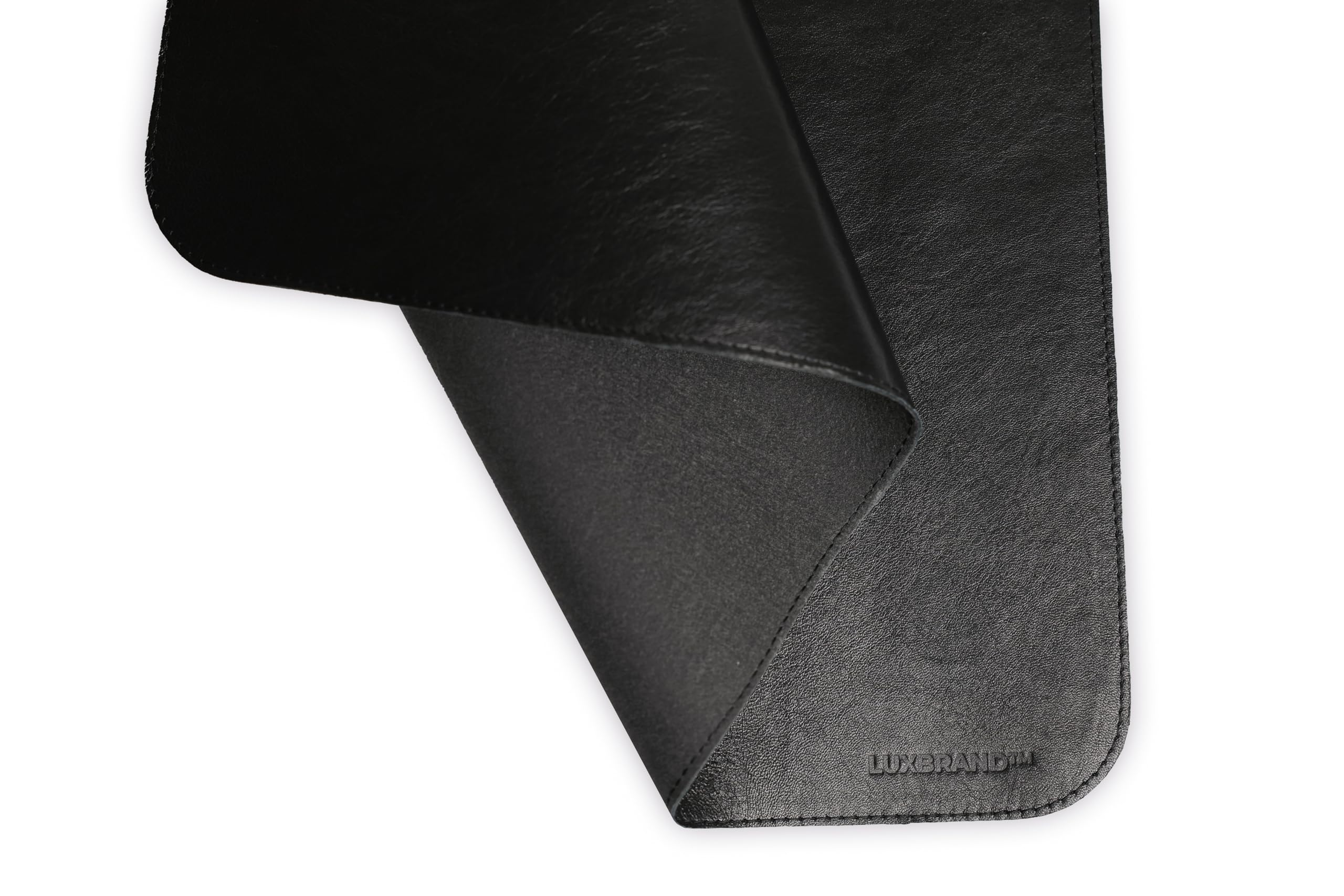 Sous-main de bureau en cuir véritable – Tapis de bureau XXL 60×40 + tapis de souris 23×23 – Set premium pour clavier, souris et PC – Fait main en Italie – Surface élégante et antidérapante (Noir)