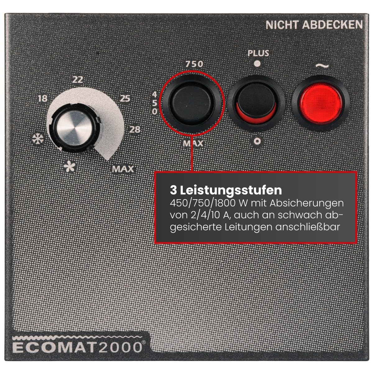 Ecomat 2000 Classic Plus | radiateur soufflant mobile | 230 V | 450 W / 750 W / 1500 W | thermostat | arrêt automatique | anthracite