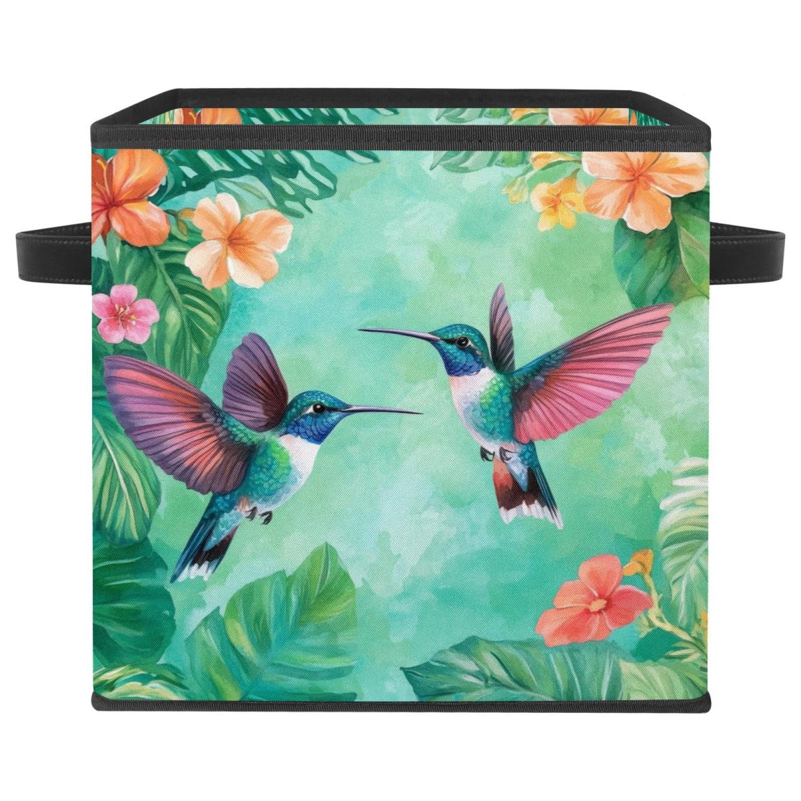 Boîte de rangement colibris 28cm en tissu Oxford pliable