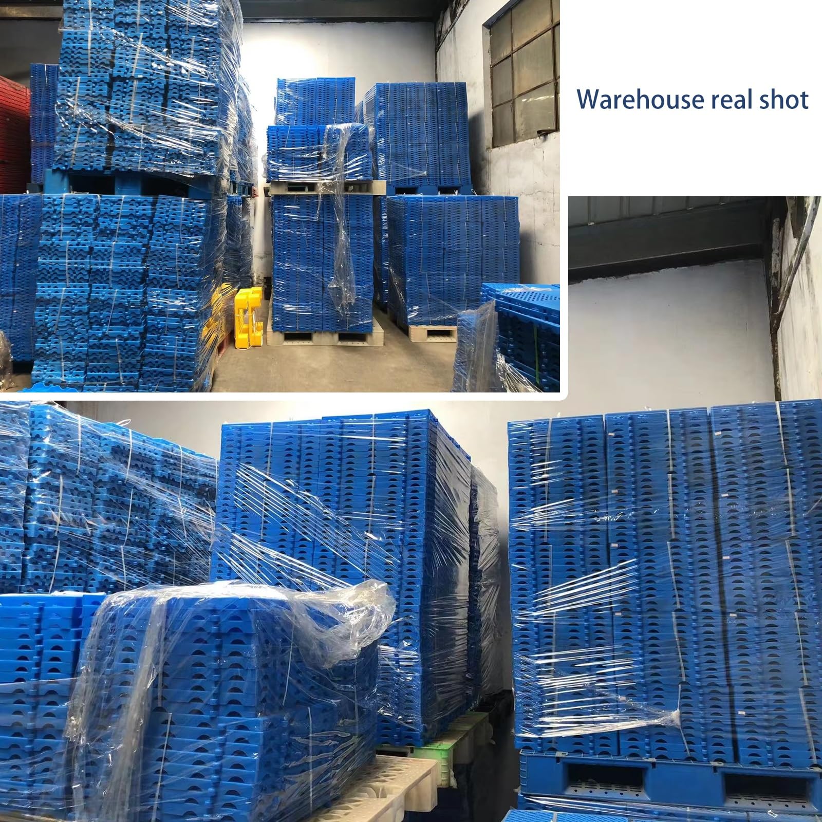 Palettes en plastique jaune très résistantes - Grille de rangement étanche - Empilable - Design ventilé - Supporte jusqu'à 907,2 kg - Idéal pour le stockage résistant à l'humidité
