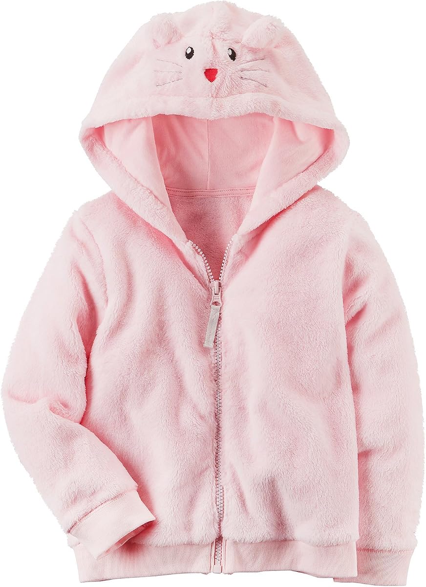 Carter's Girls' 12M-4T Faux Sherpa Hoodie with Ears Light Pink 2T