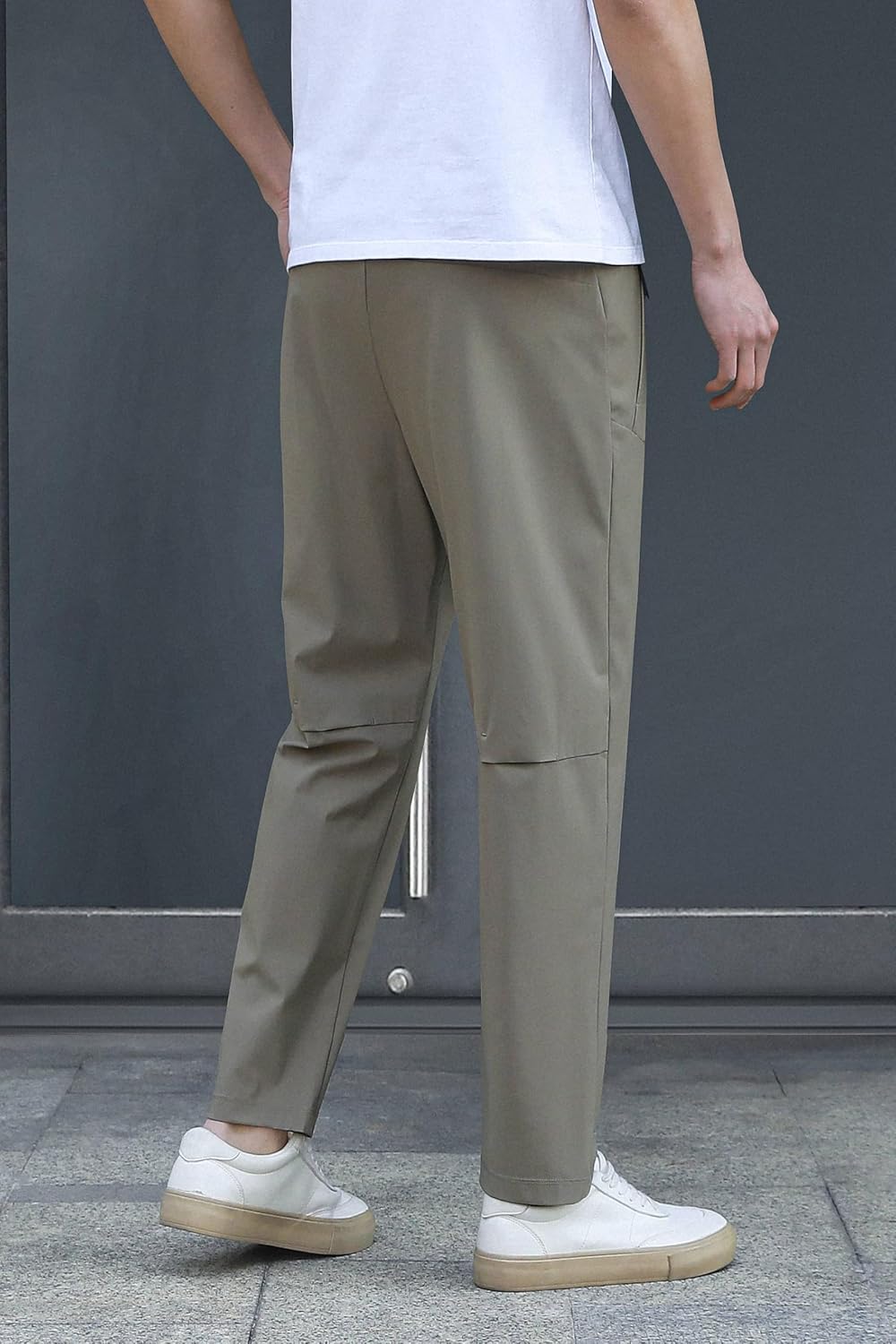 Stretch Athletic Pants for Short Men Quick Dry 27 28 Inch Inseam Cool Touch Straight Fit Joggers Zip Pockets - Image 3