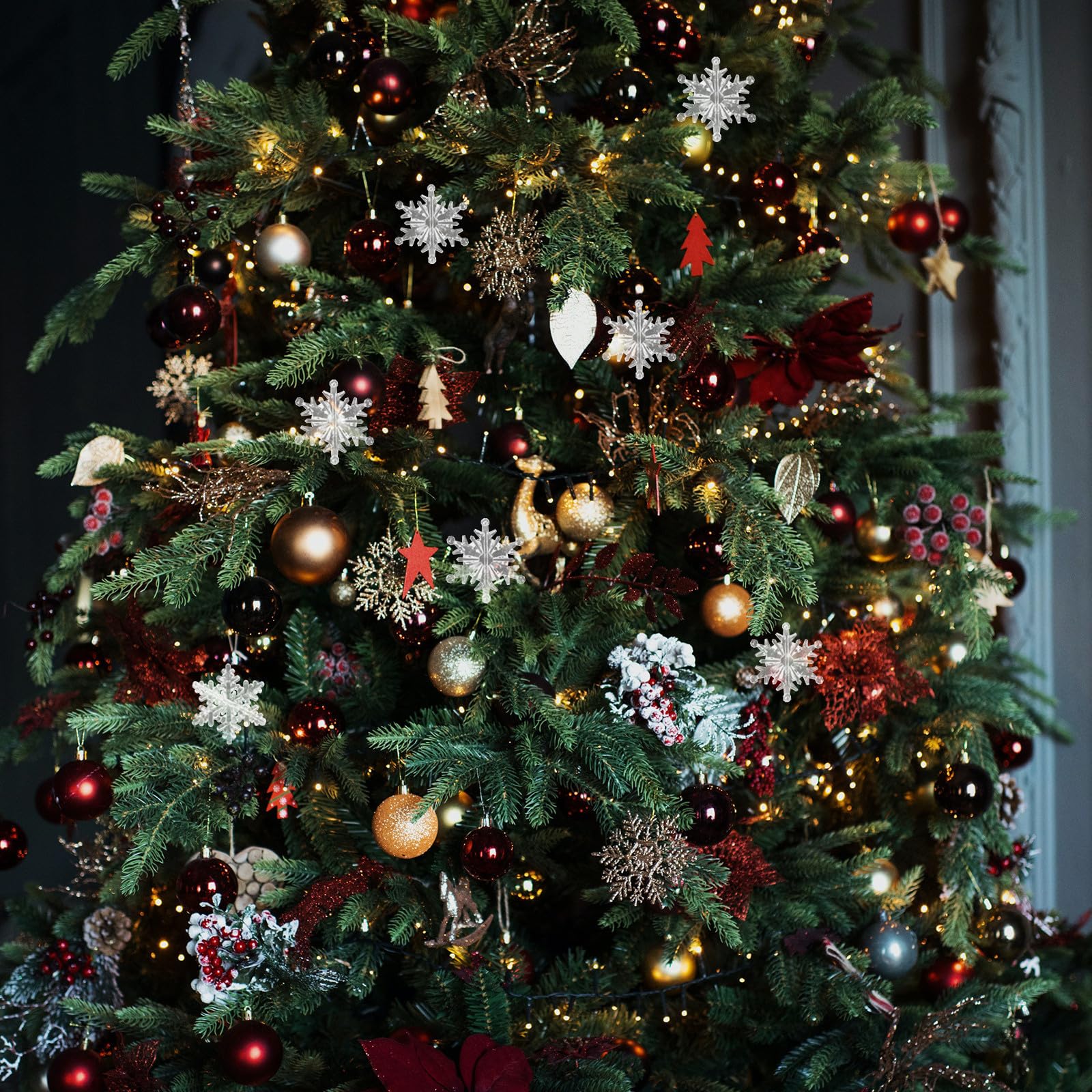 BESPORTBLE 120 Piezas Adorno Navideño de Copo Transparente DIY de Plástico