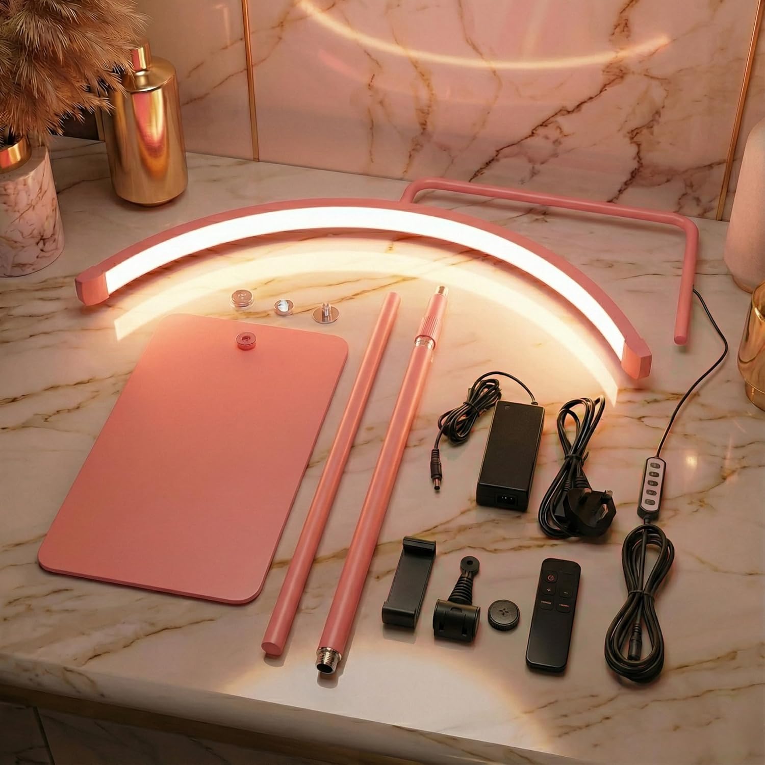Hi_friend 23 inch Half Moon Lamp, Portable Esthetician Lash Light for Lash Tech, Bright Eyelash Extension Arched LED Floor Light, Lashing Lamp for Beauty, Skincare, Lashes