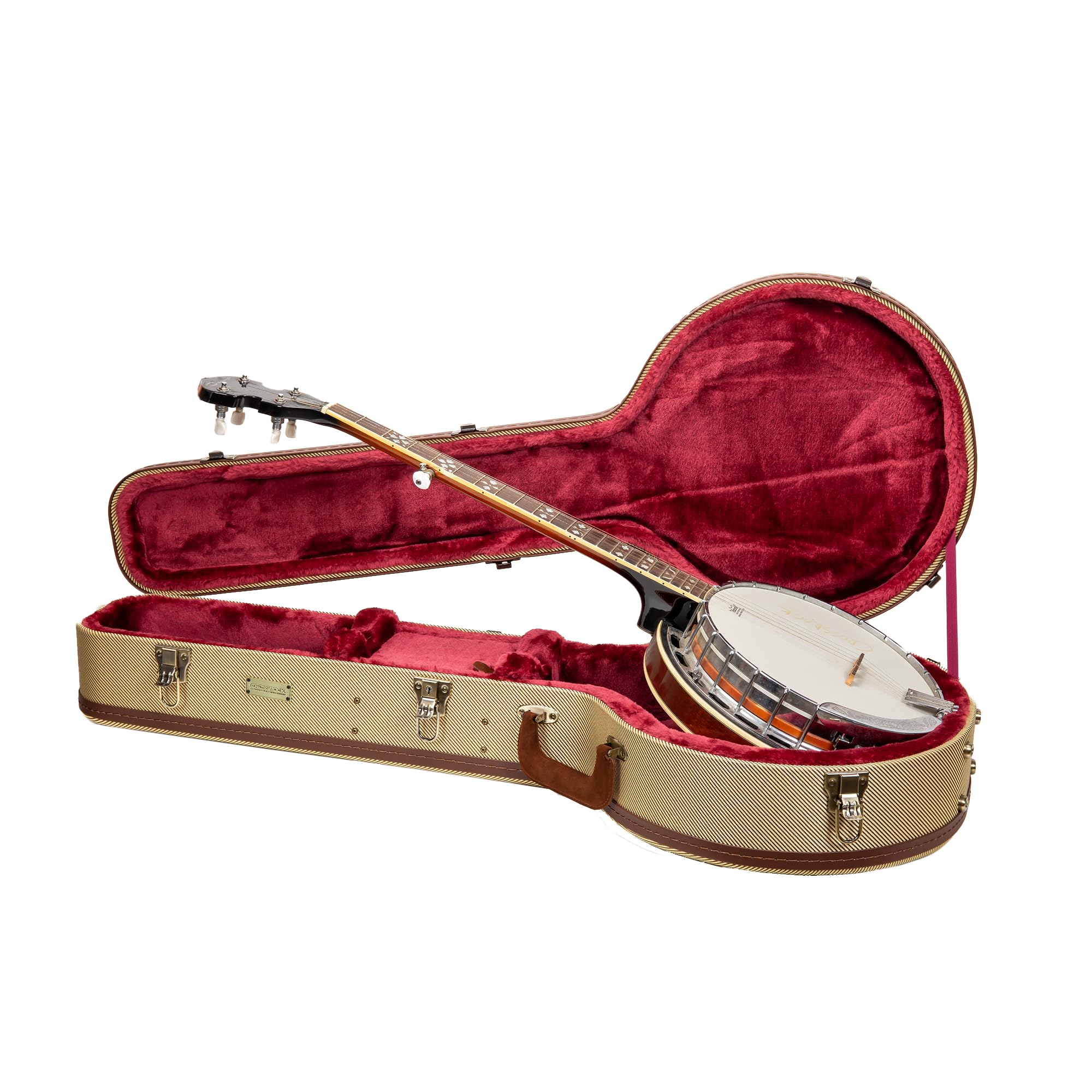 Crossrock Estuche rígido para Ukelele con Cierre TSA, 100% Fibra de Vidrio, Correas Acolchadas extraíbles, higrómetro, Gran Espacio de Almacenamiento para Accesorios, Tejido de Tweed, 5-saitig mit