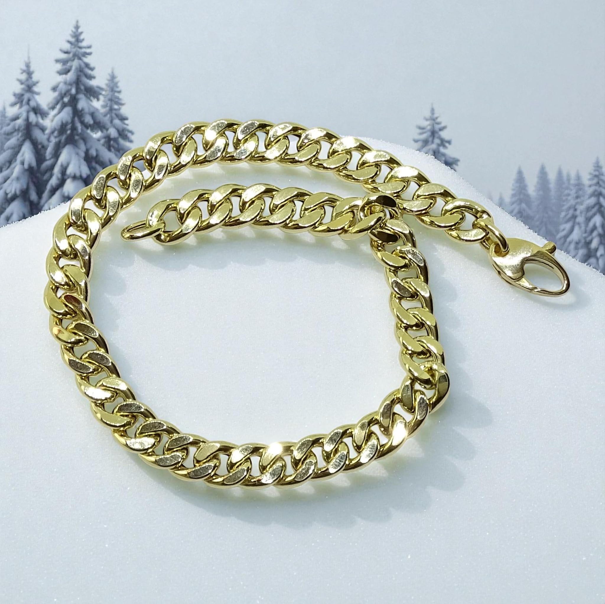 Złoto 18k klasyczna bransoletka łańcuszkowa w stylu kubańskim dla mężczyzn | bransoletka designerska 21.50cm | delikatna biżuteria | 6.00g delikatne złoto | męski dodatek modowy | męski dodatek modowy | prezent na imprezę rocznica ślubu dzień ojca dzień m