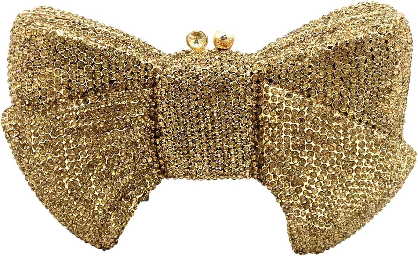 Novelty Small Bow Crystal Clutch Bag,Women Designer Evening Handbags,Bridal Party Rhinestone Clutch Purse Prom Bag