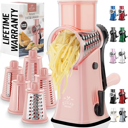 Miniatura 28 de Zulay Kitchen Rallador Rotativo de Queso de 5 Cuchillas Rallador de Queso - Rallador de Queso Manual de Manivela con Succión Reforzada y 5 Tambores