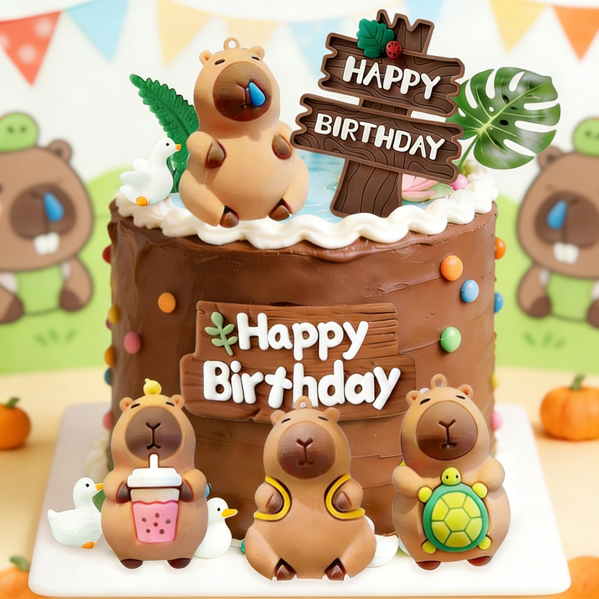 Capybara Cake Toppers Mini Blowfish Party Supplies for Capybara Birthday Party Supplies Shower Party Favors