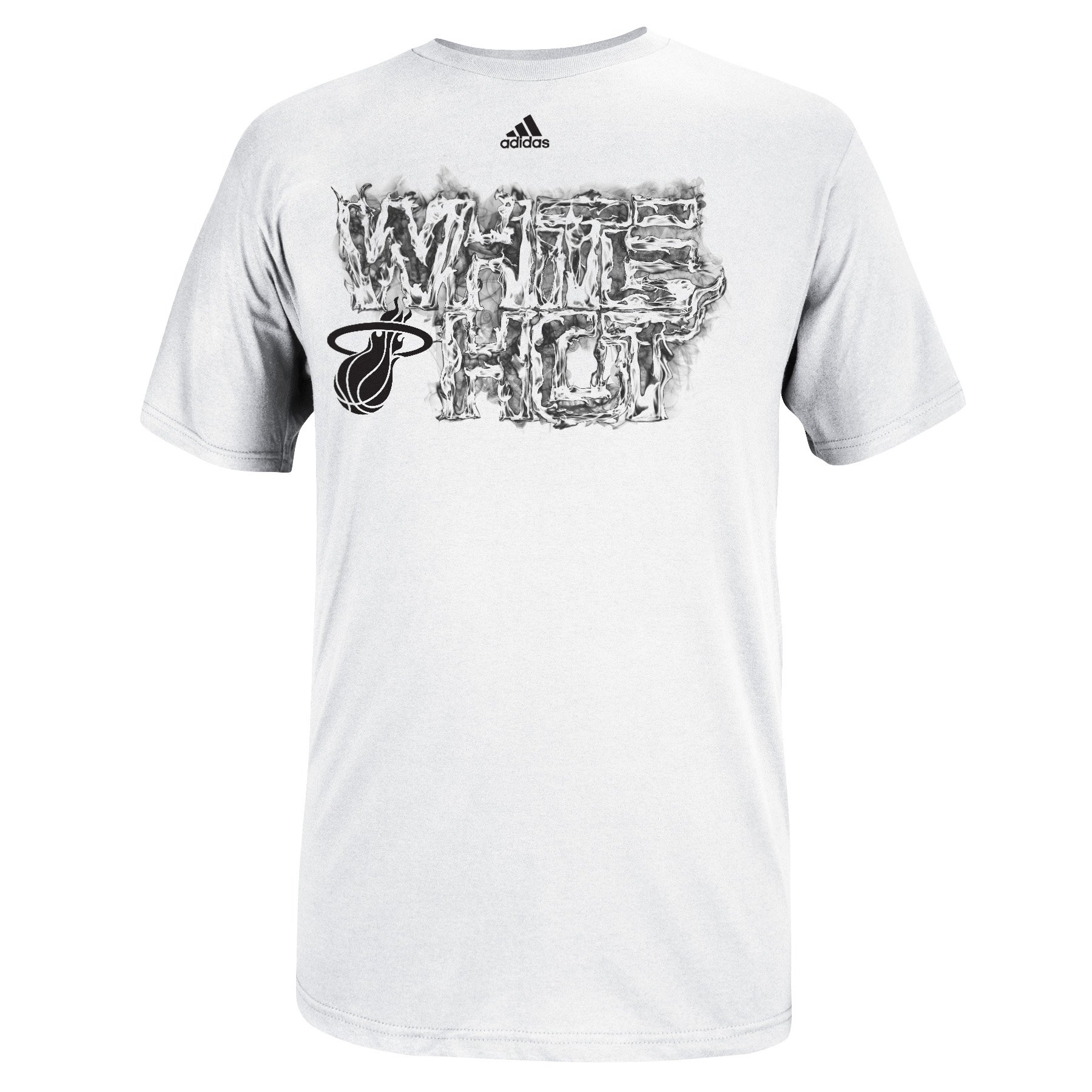 adidas Miami Heat White Hot Flames T-Shirt