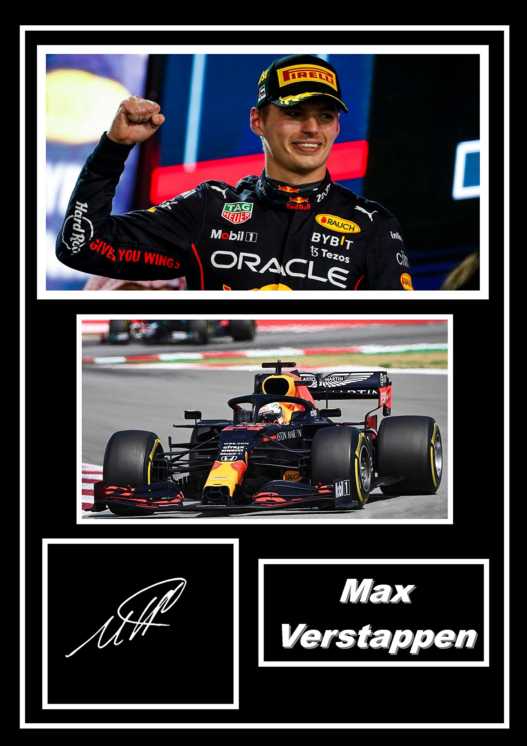 Black Generic Max Verstappen Formula One F1 Signed/Autographed Print. (A4 Print Only)