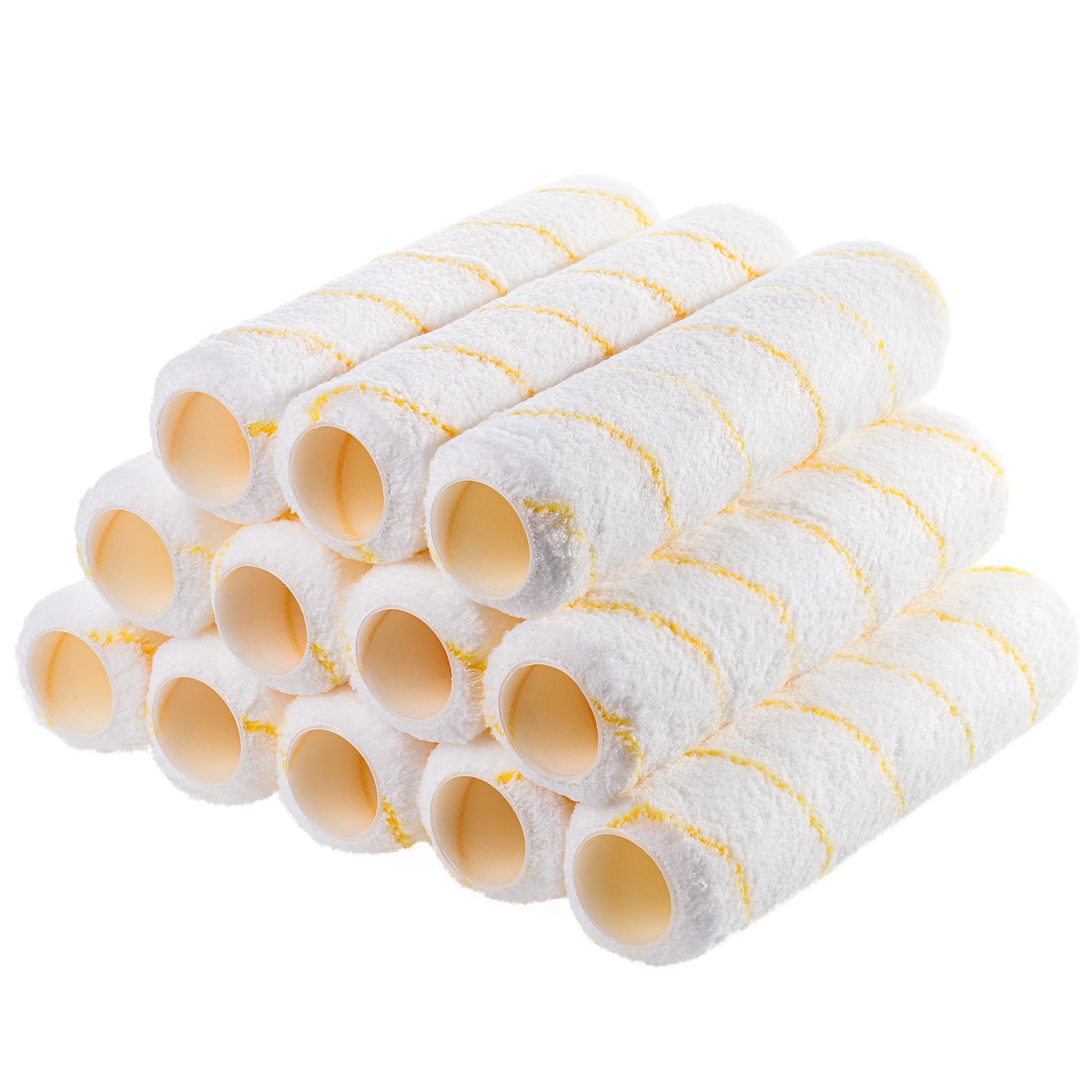 Bates Lot de 12 housses de rouleau de peinture à rayures jaunes de 22,9 x 0,9 cm – Housses de rouleau de peinture de 22,9 cm x 0,9 cm – Housses de rouleau de peinture de 22,9 cm