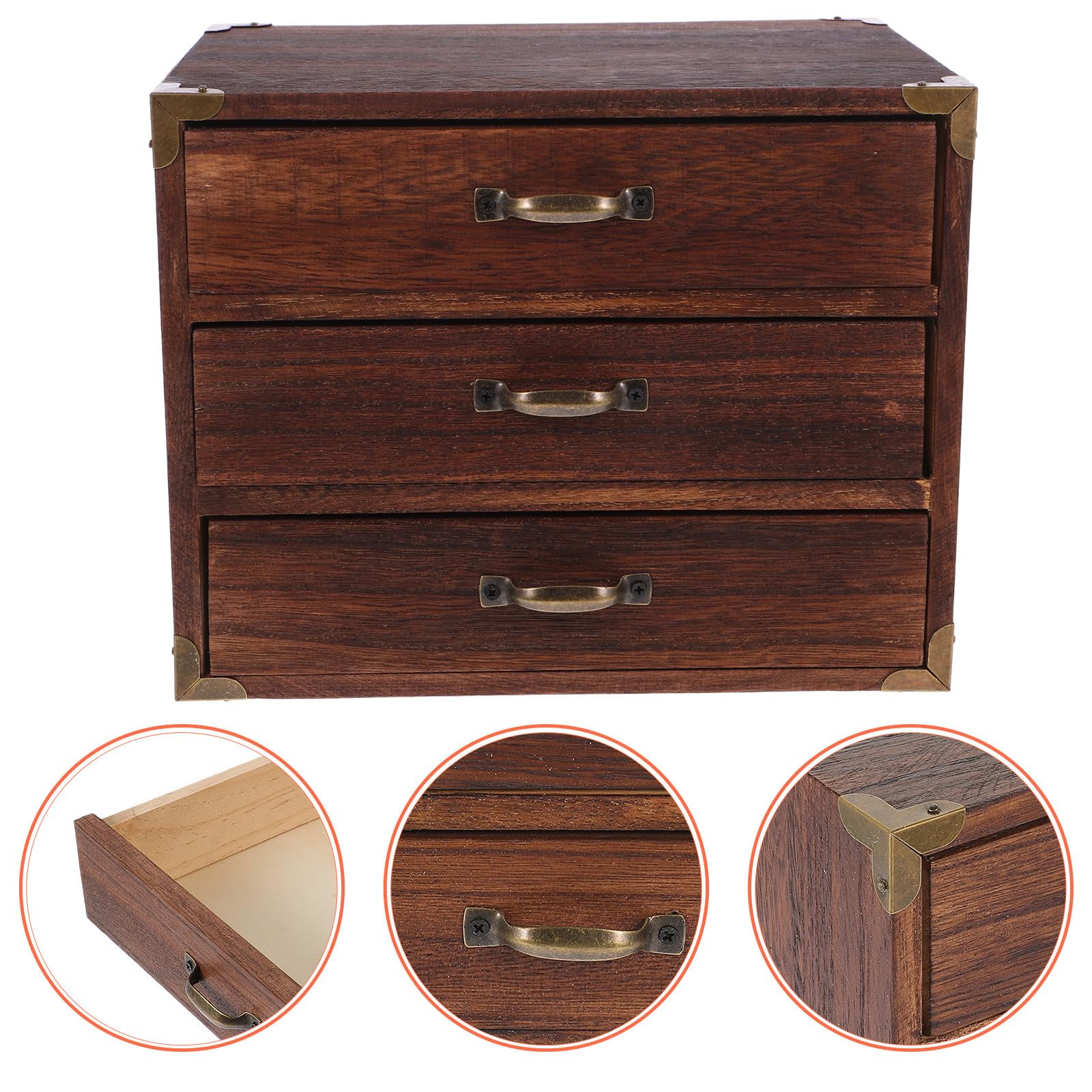 Vintage Schreibtisch Organizer mit Zwei Schubladen Vielseitige Aufbewahrungsbox für Büro und Wohnung Geräumiger Schubladen Schreibwarenbehälter