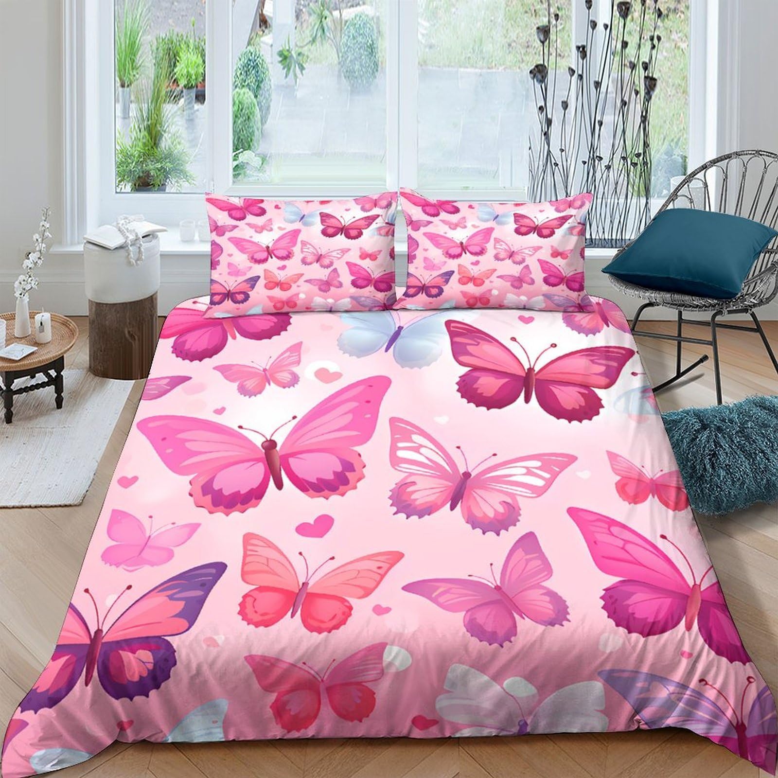 3D Printed Butterfly Quilt Cover, Microfiber Duvet Cover Hidden Zipper for