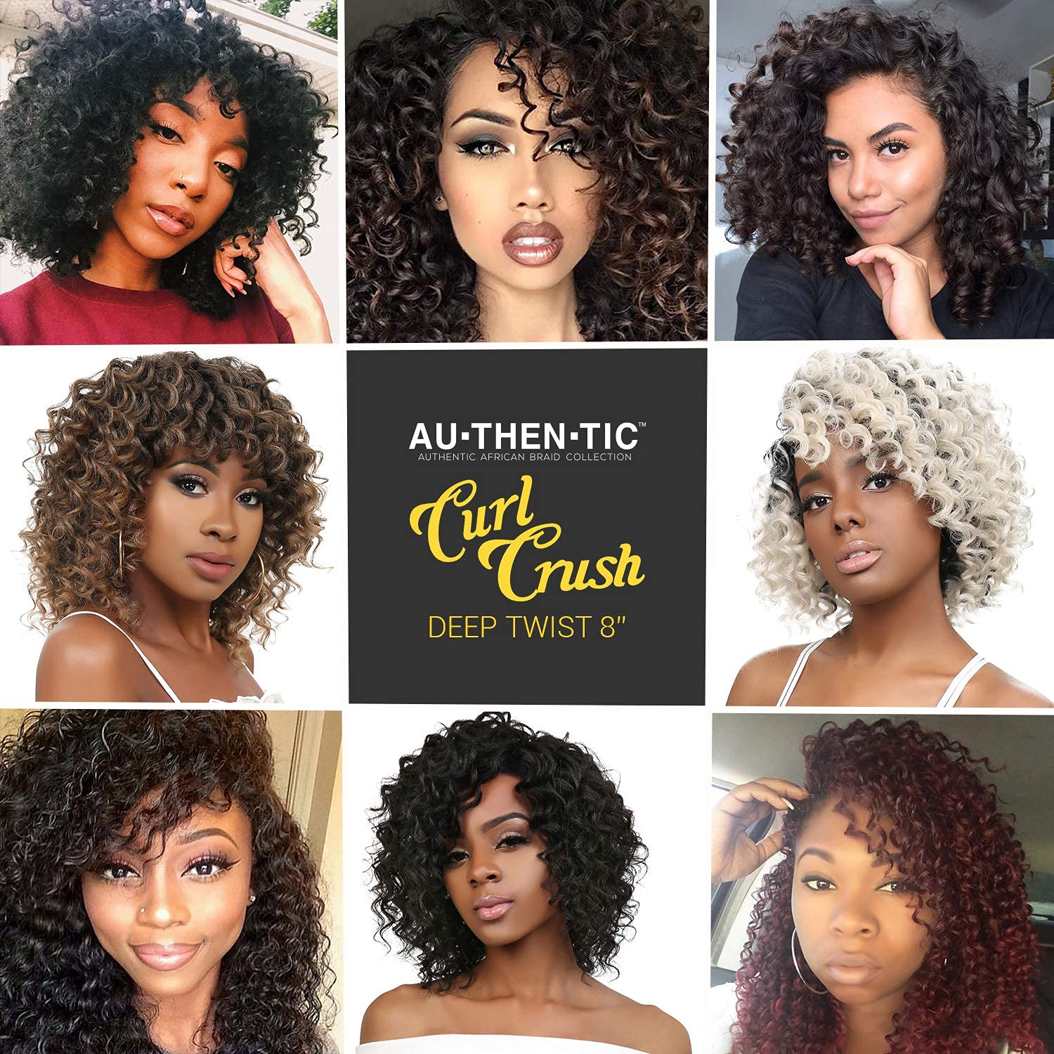8 Inch 8 Bundle AU-THEN-TIC 2X Deep Twist Crochet Hair Deep Wave Crochet Braids Braiding Synthetic Kinky Curly Short Hair (8 Inch (Pack of 4), 2-Dark Brown)