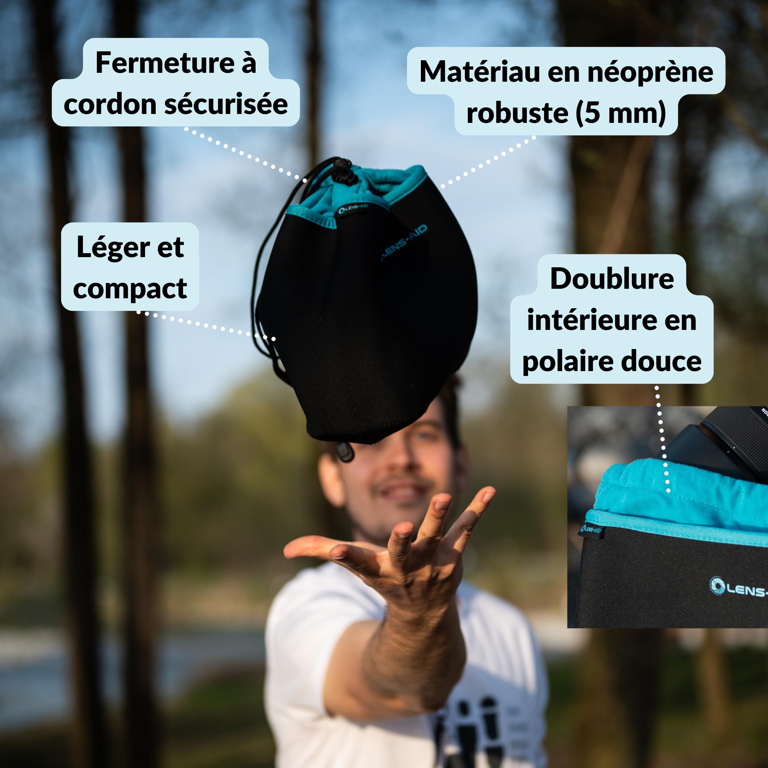 Sacoche en néoprène pour appareil photo avec doublure de protection (M)