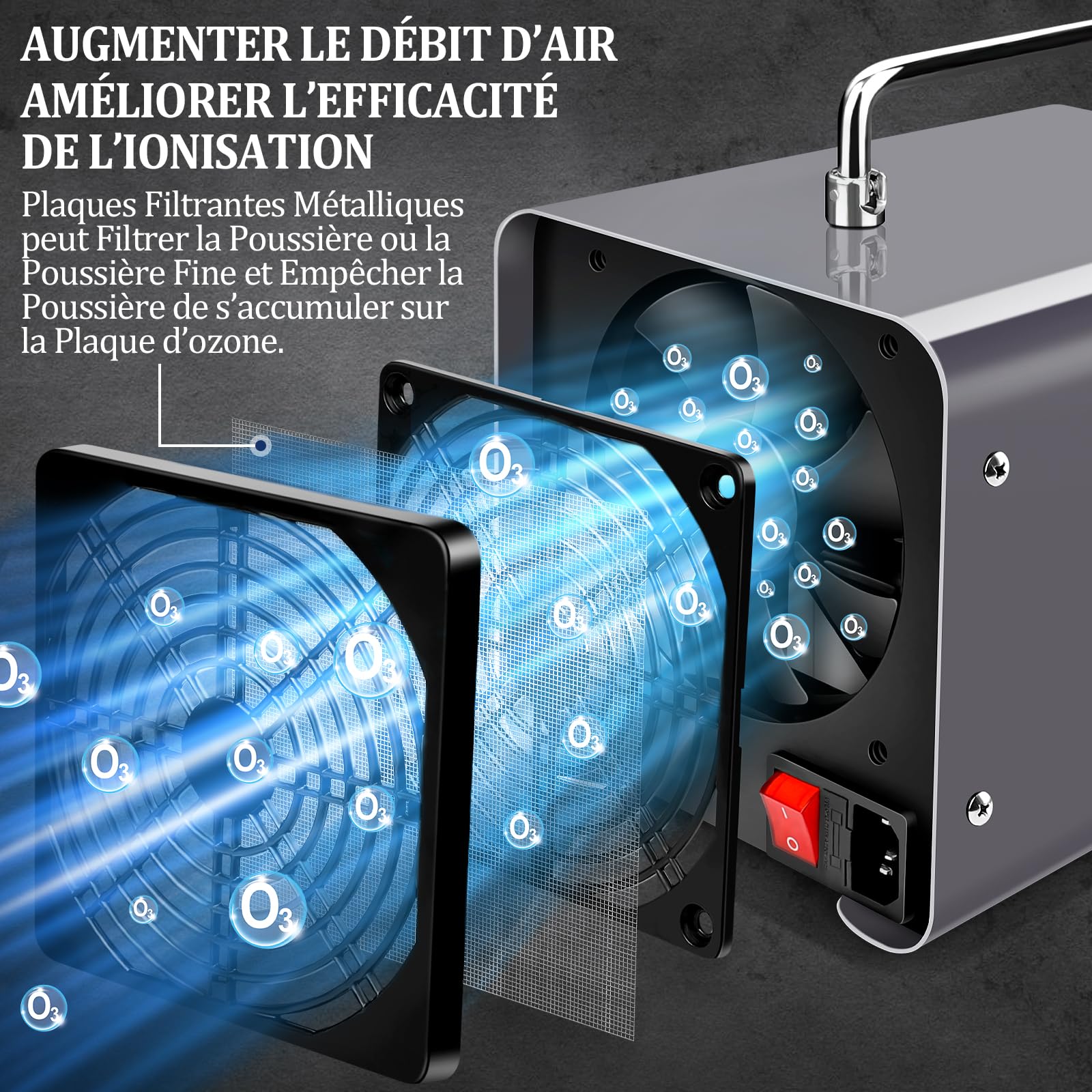 ICARE Générateur d'Ozone Domestique 30000 mg/h, Machine à Ozone pour Purification de l'Air et Élimination des Odeurs Dispositif d'Ozone Portable O3 pour Bureau, Salle de Bain, Maison, Voiture