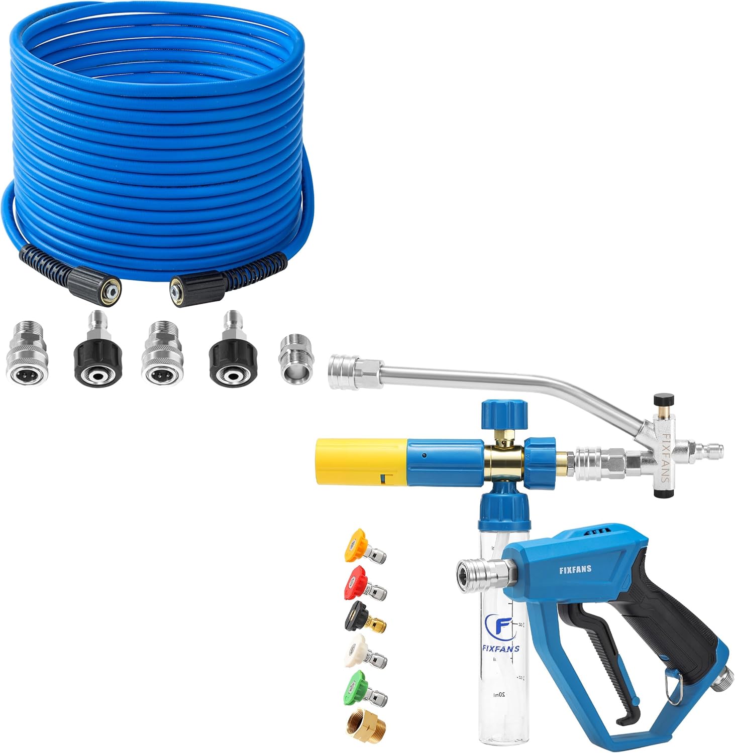 Upgrade Pressure Washer Hose 1/4" X 50 FT, Pressure Washer Gun with Mini Foam Cannon