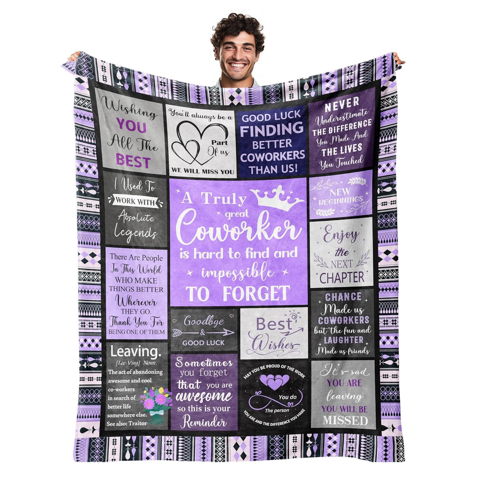 Twirush Women's Purple Farewell Gifts For Coworkers, Leave Gift For 60"X 50", Goodbye/Going Away Gifts For Colleagues, Appreciation/Thank You Gift For Coworker