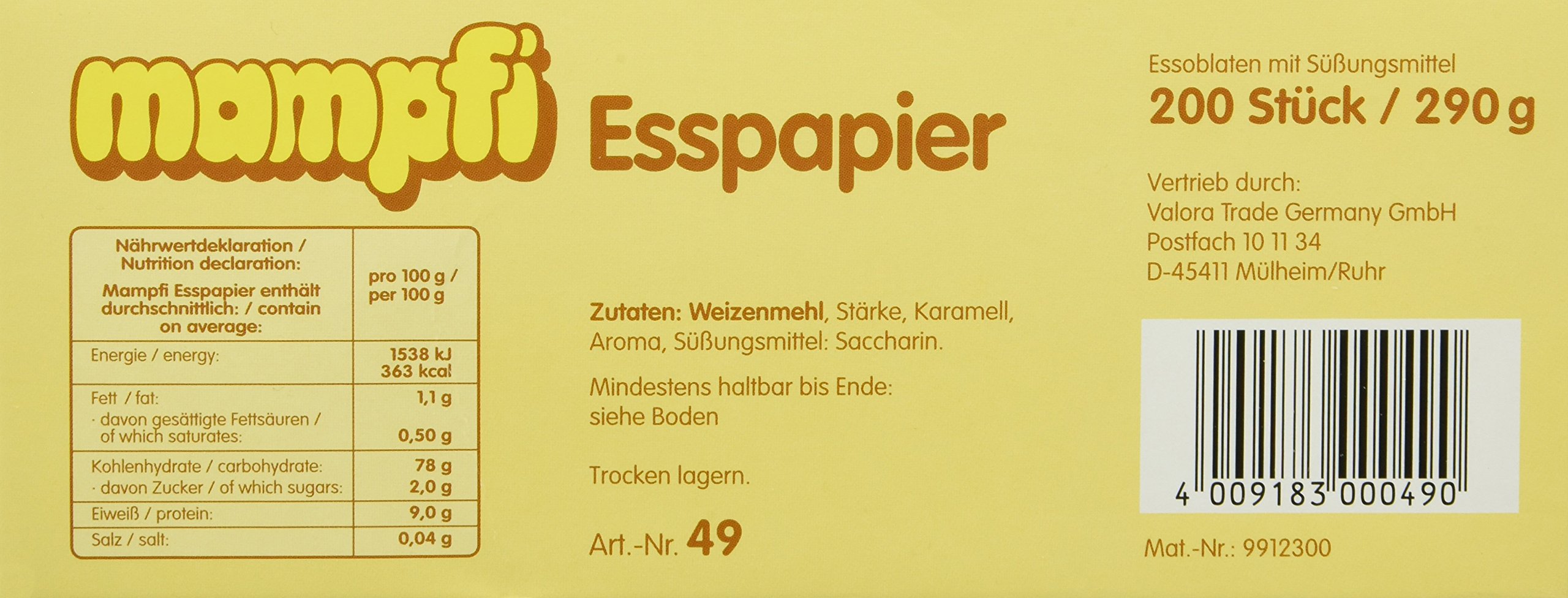 Mampfi Esspapier Oblaten 200 Stück, 2er Pack (2 x 290 g)