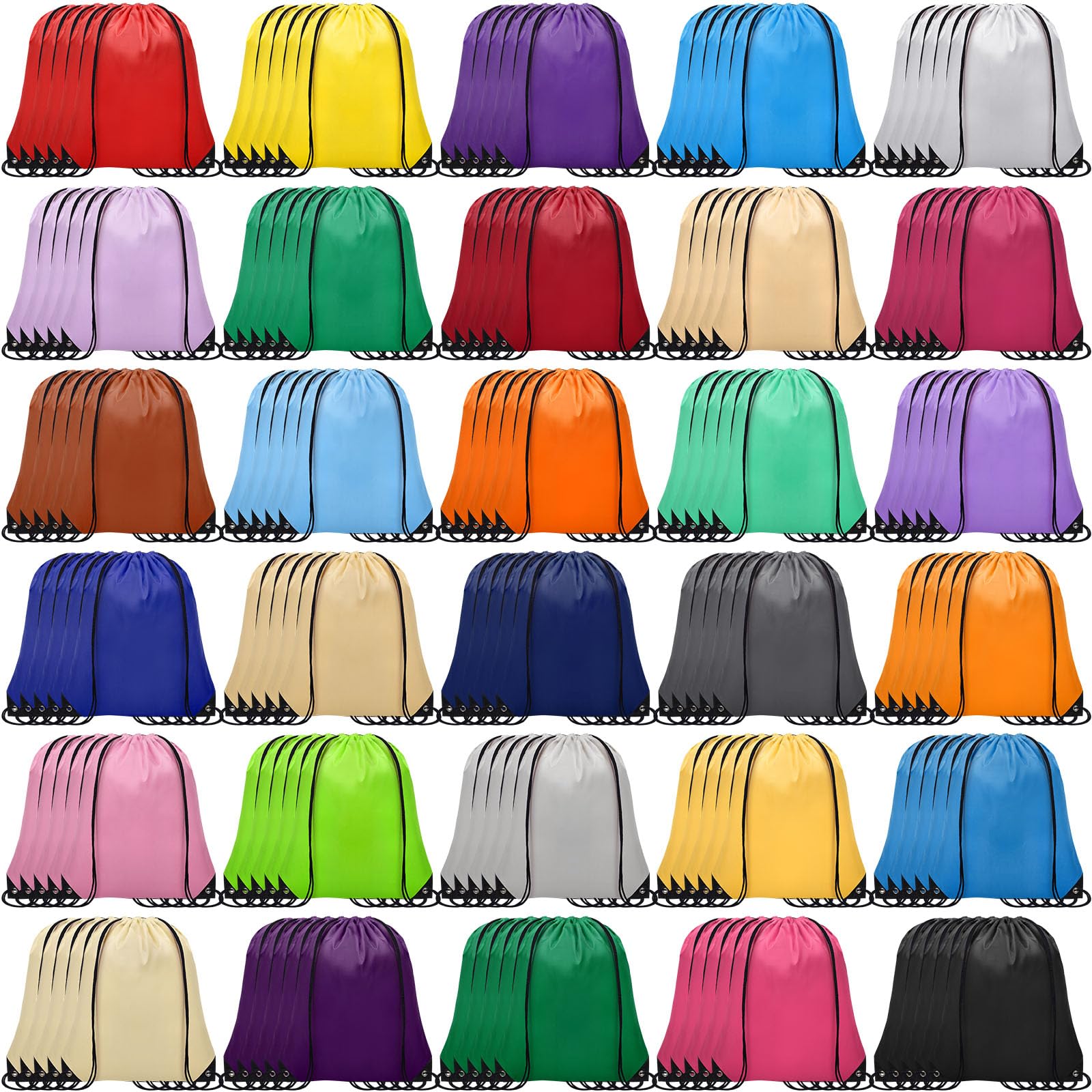 Grneric Drawstring Bags Bulk 150 PCS, Drawstring Backpack Draw String Bag Cinch Sack for Gym Traveling Yoga Outdoor Sports (30 Colors)