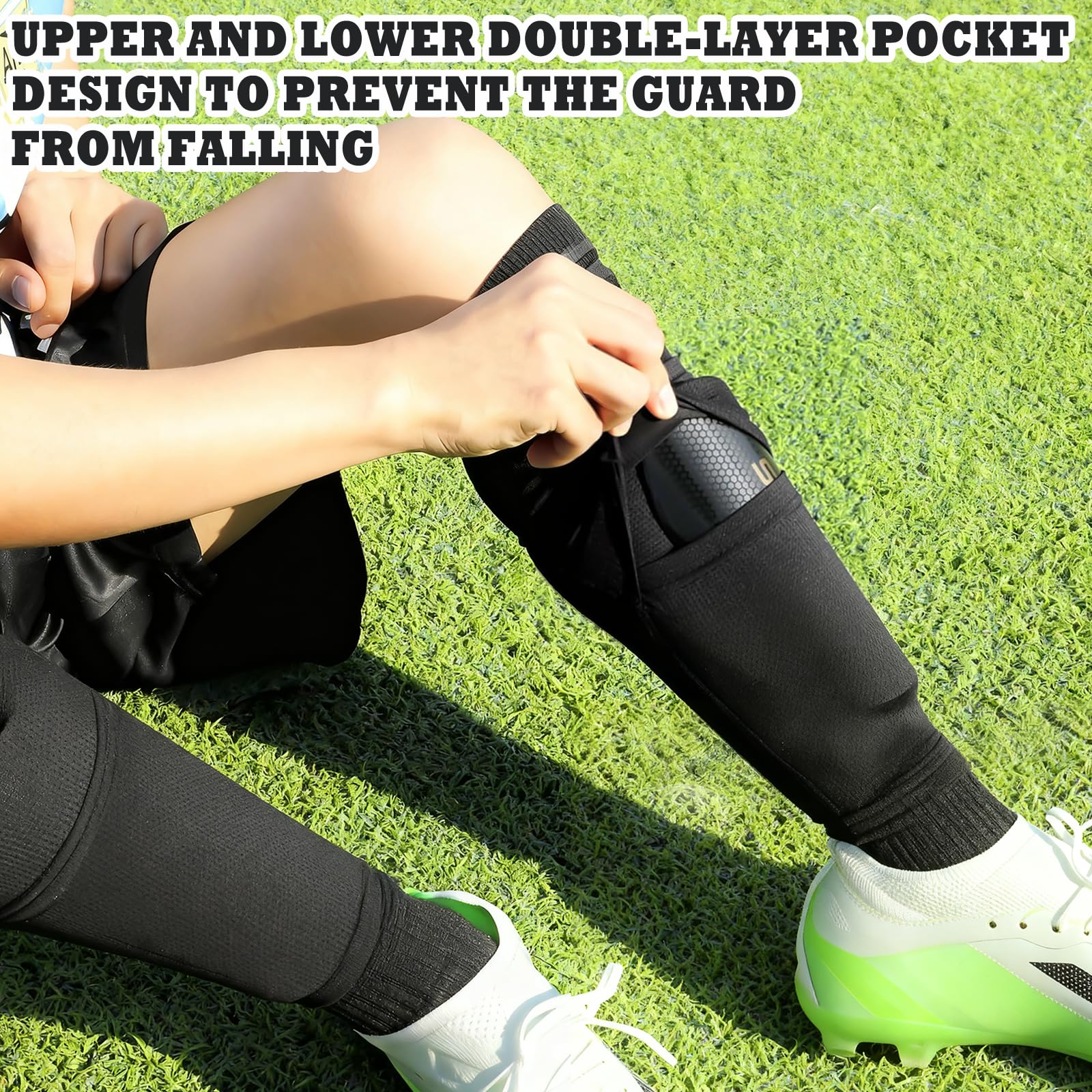 Zorplex Espinilleras de Fútbol con Calcetines Incorporados para Niños y Adultos