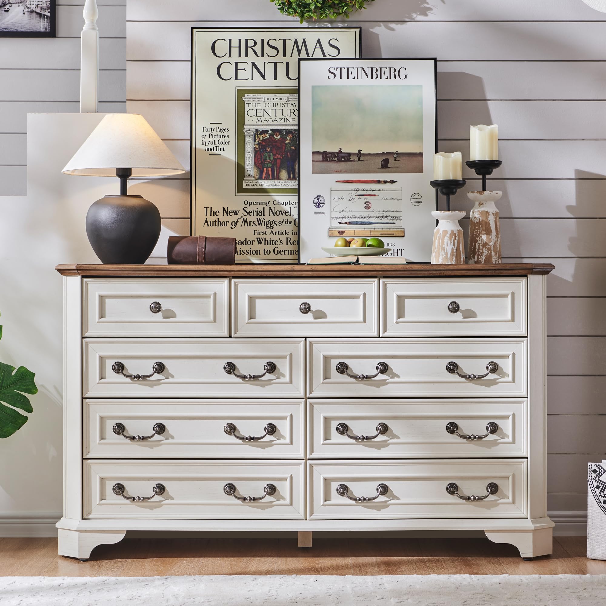 Amazon.com: T4TREAM Farmhouse 9 Drawers Dresser for Bedroom, 54
