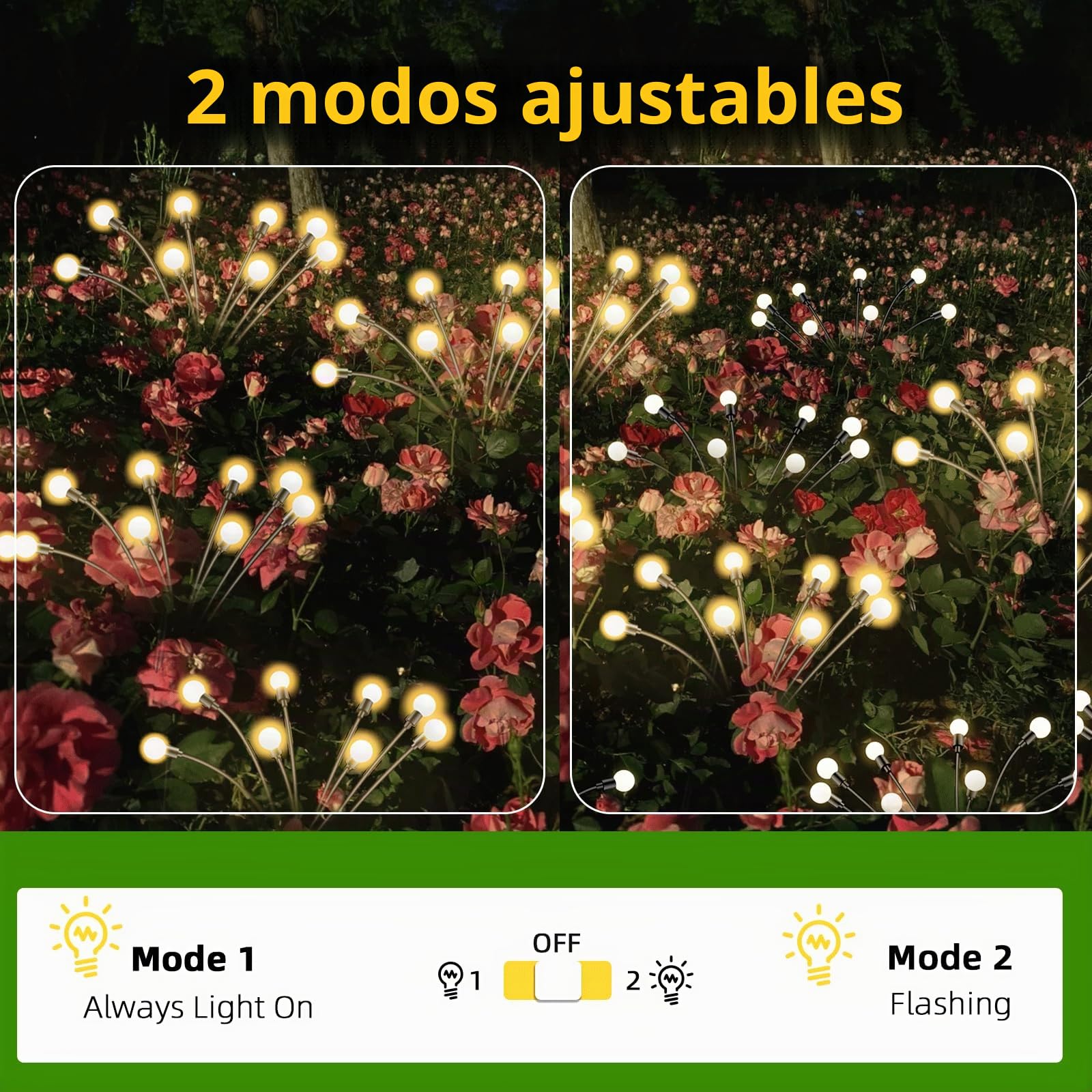 SCNNC Luces Solares de Luciérnaga, 8 LED Luz Solar Exterior Jardin Decorativa IP65 Impermeable Blanco Cálido, Luces Luciernagas Solares para Jardín Decoración Nocturna Patio Balcón, 4 Piezas