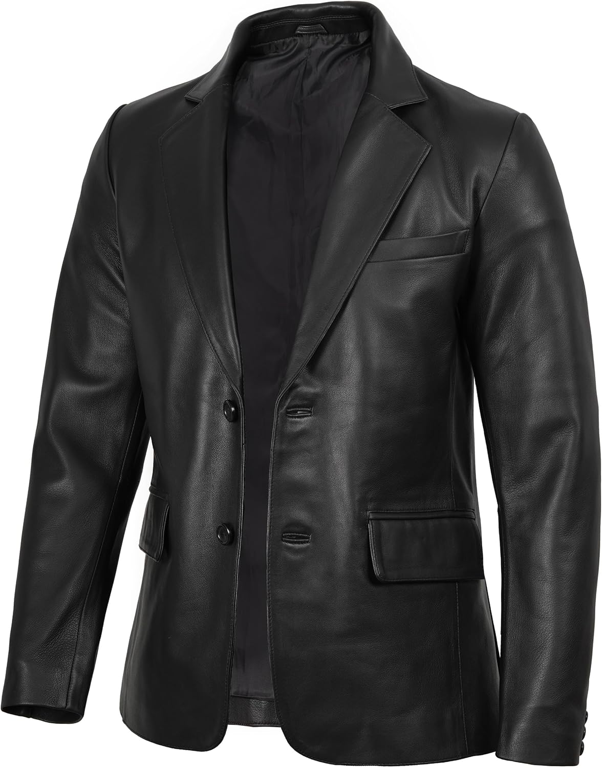 Blingsoul Real Lambskin Mens Leather Blazer Casual Buttons