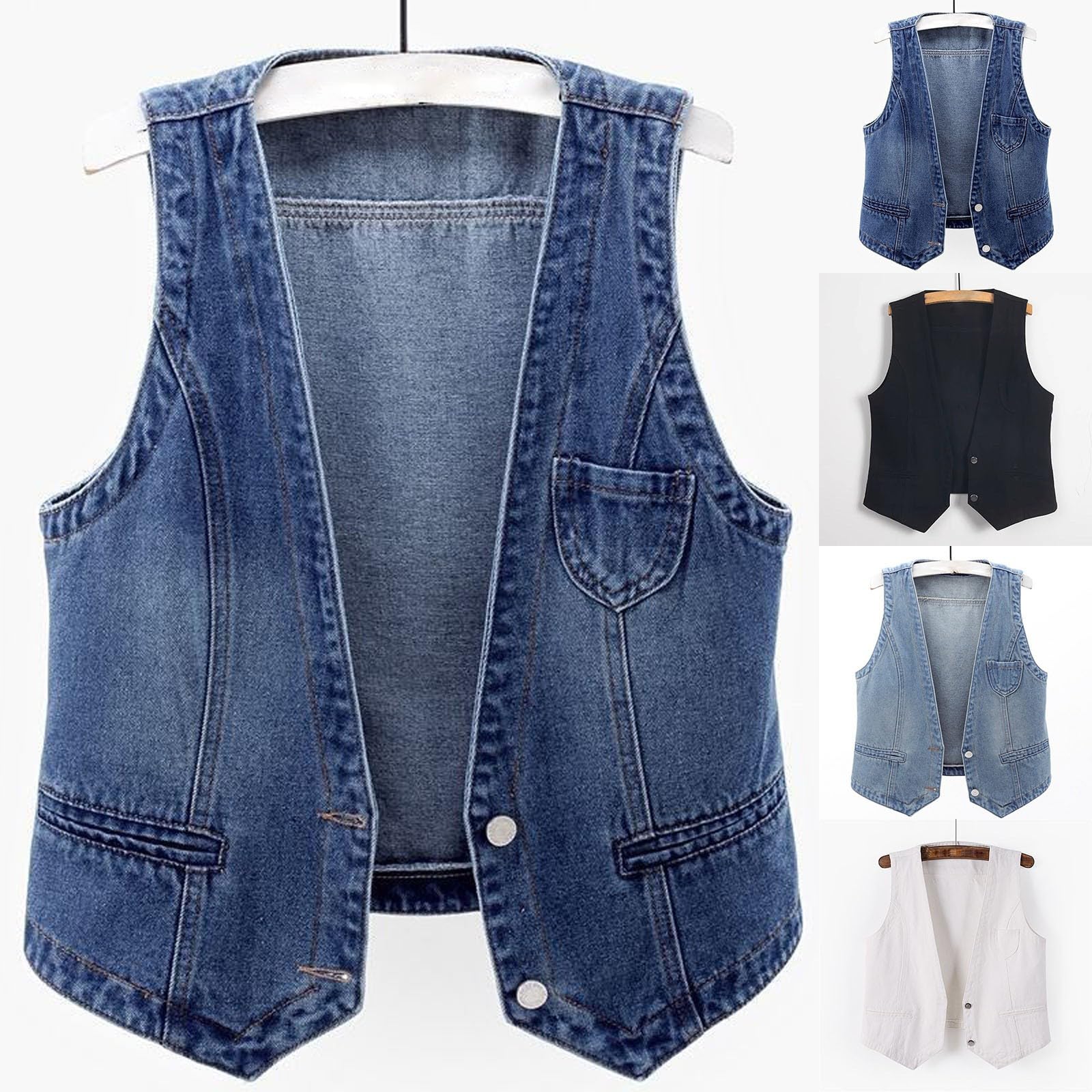 Chaleco De Mezclilla para Mujer Primavera Otoño Chaleco Corto De Vaquero Retro Abrigos Sin Mangas Tops Femeninos Chaqueta De Jeans Informal Outwear Casual
